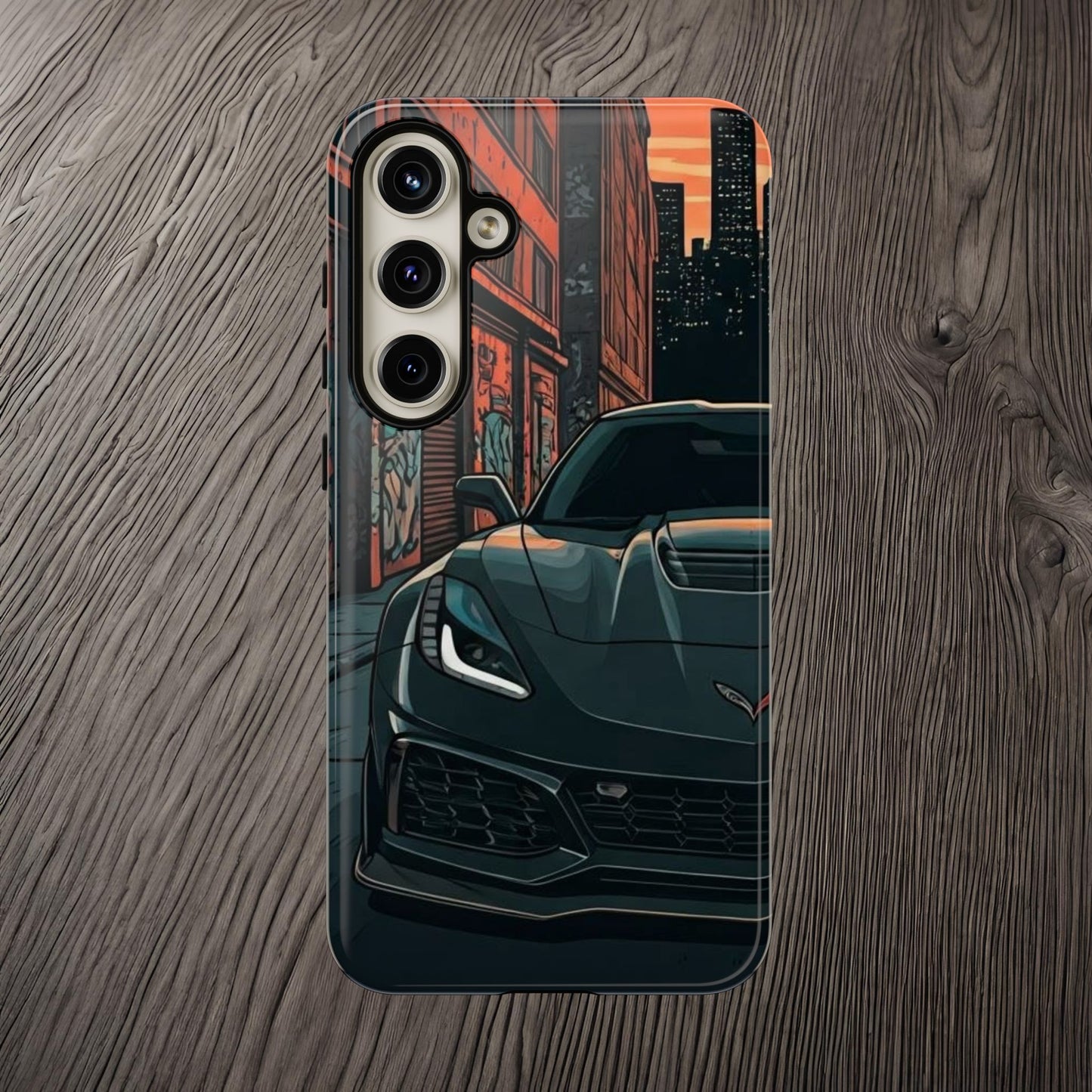 Chevy Corvette C7 Street Life-Dual Layer Ultra Tough Phone Case Samsung Galaxy S24 Plus Glossy Printify by The Night Shift Automotive Apparel