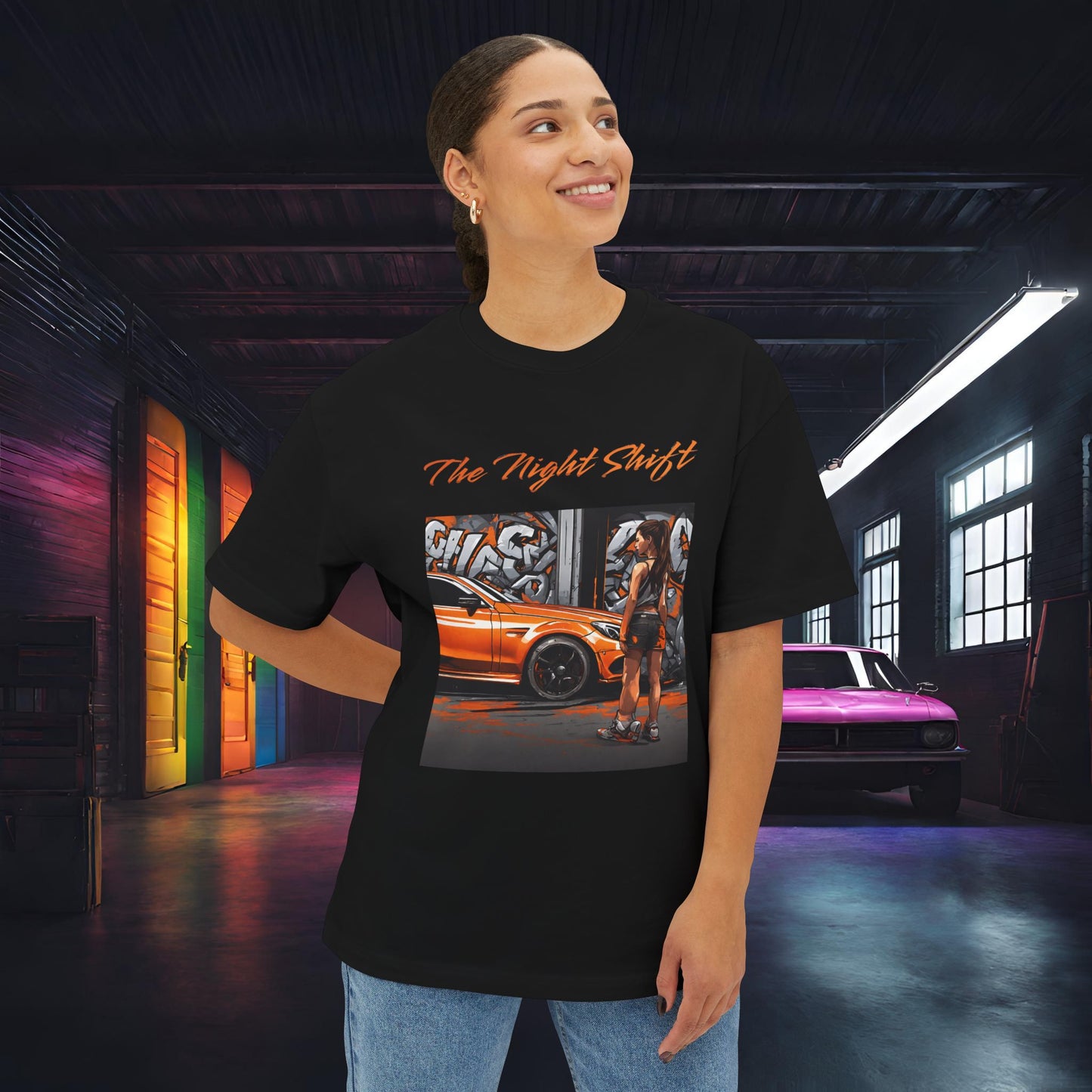 Mercedes-Benz C63 AMG Graffiti-Premium, Ultra Soft Unisex Oversized Boxy Tee Printify by The Night Shift Automotive Apparel