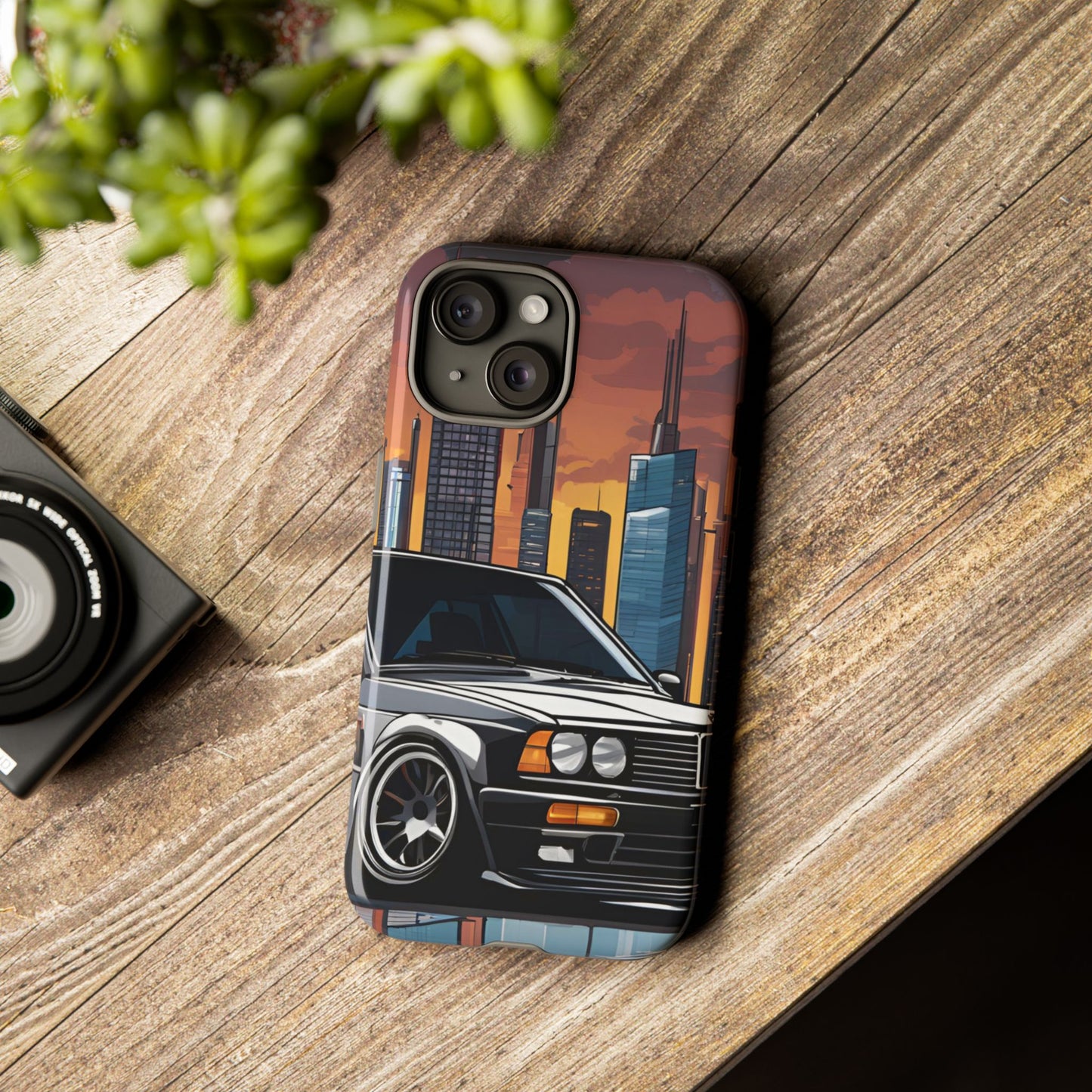 BMW E30 M3-Dual Layer Ultra Tough Phone Case iPhone 15 Glossy Printify by The Night Shift Automotive Apparel