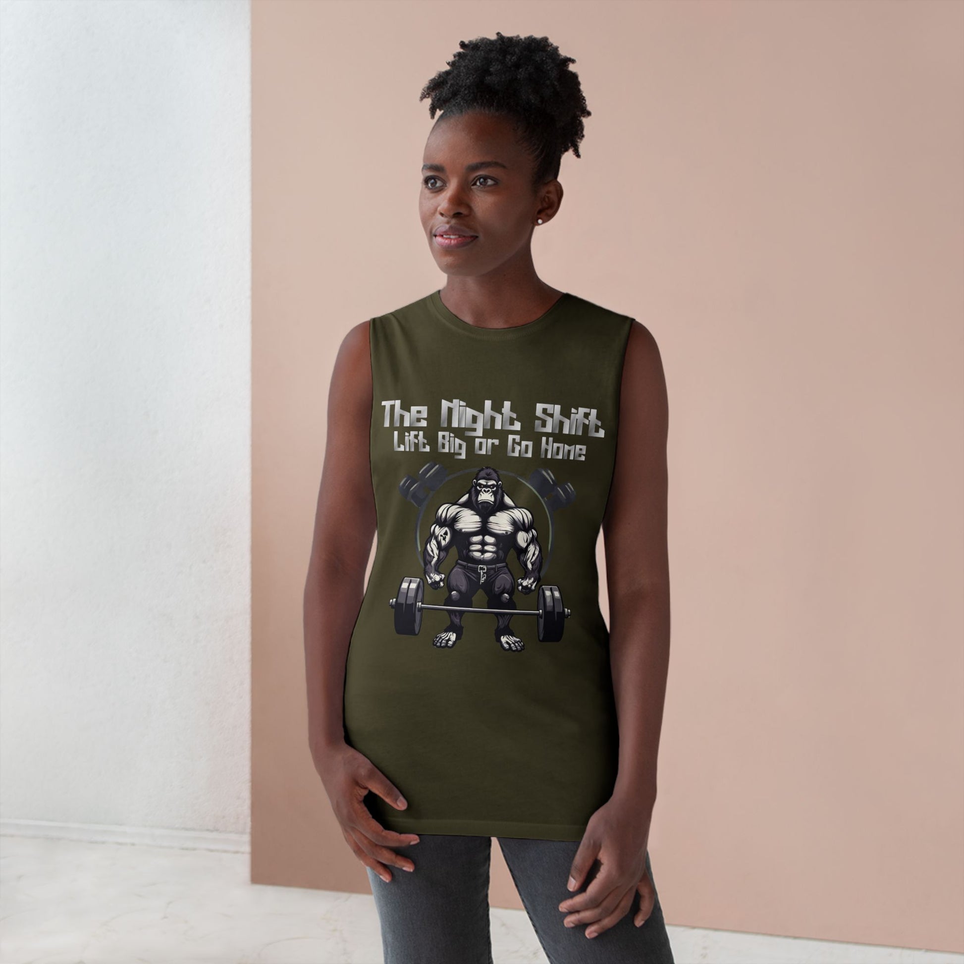 Lift Big or Go Home - Gorilla Body Builder - Premium Unisex Barnard Tank Top Printify by The Night Shift Automotive Apparel
