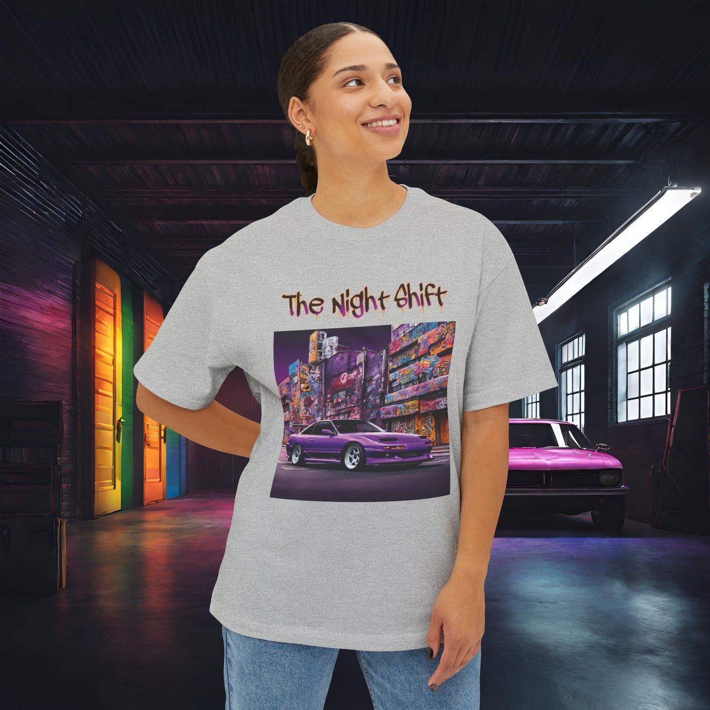 Nissan 180sx Graffiti-Premium Ultra Soft Unisex Oversized Boxy Tee Printify by The Night Shift Automotive Apparel