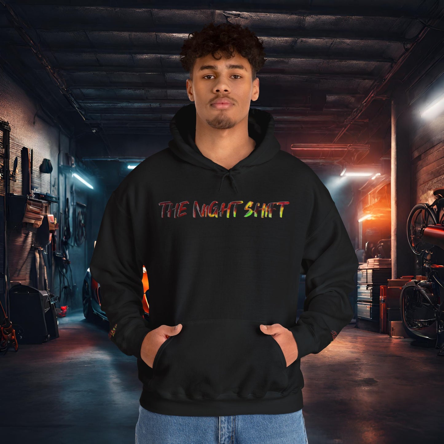 Stacked Up Track Tire Day Synthwave-Premium, Ultra Soft Unisex Hoodie Printify by The Night Shift Automotive Apparel