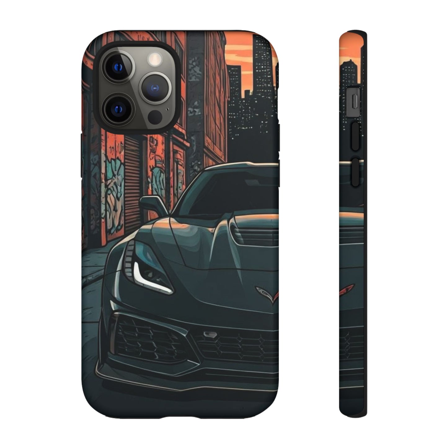 Chevy Corvette C7 Street Life-Dual Layer Ultra Tough Phone Case iPhone 12 Pro Matte Printify by The Night Shift Automotive Apparel