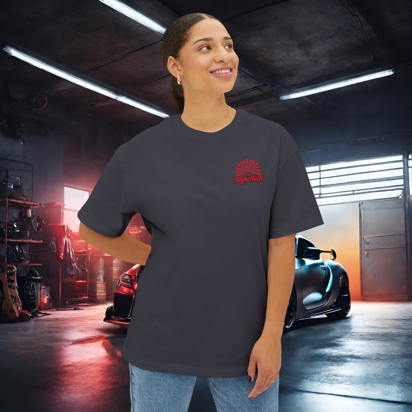 Good Vibes Panda-Premium, Ultra Soft Unisex Oversized Boxy Tee Printify by The Night Shift Automotive Apparel