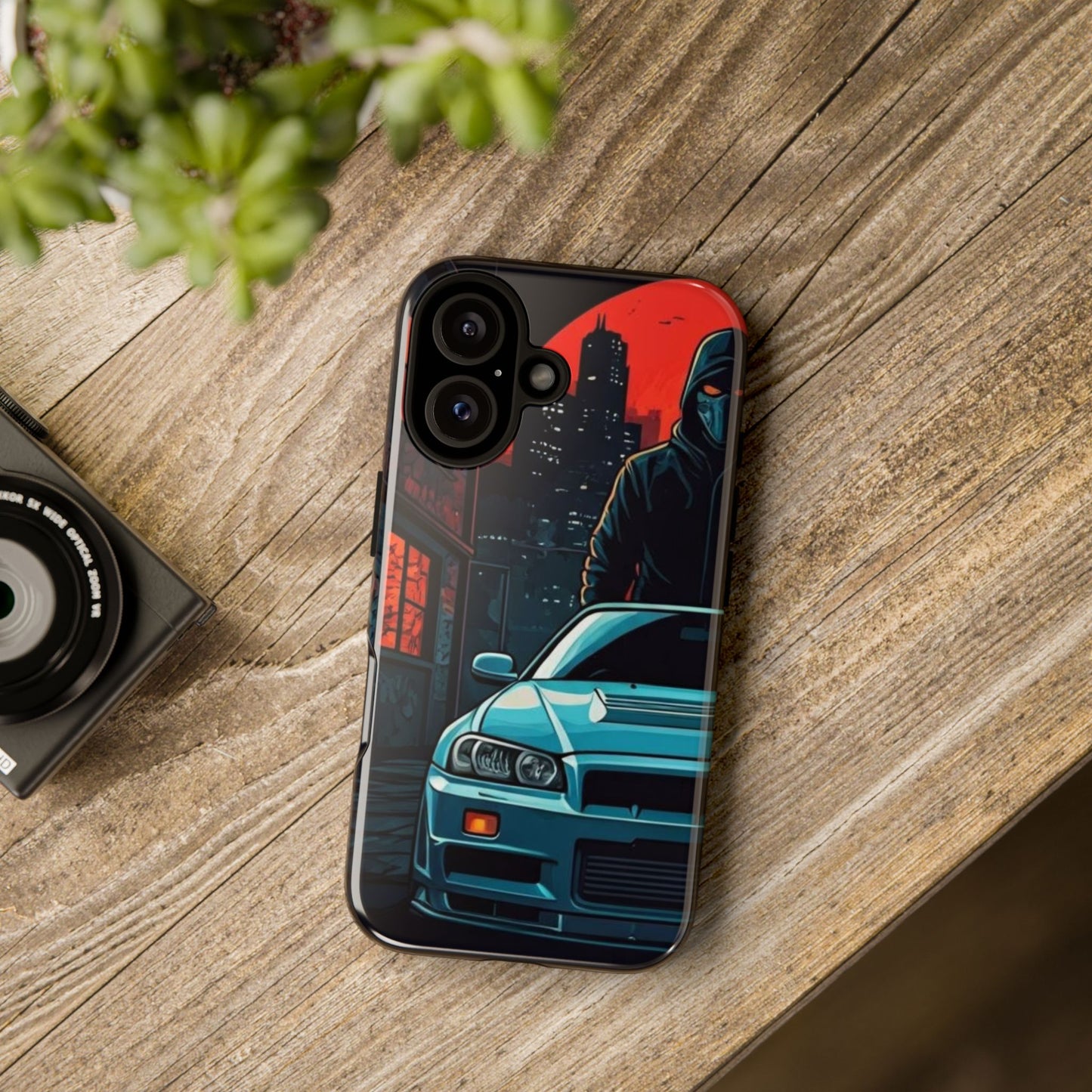 Nissan Skyline R34 Street Life-Dual Layer Ultra Tough Phone Case iPhone 16 Glossy Printify by The Night Shift Automotive Apparel
