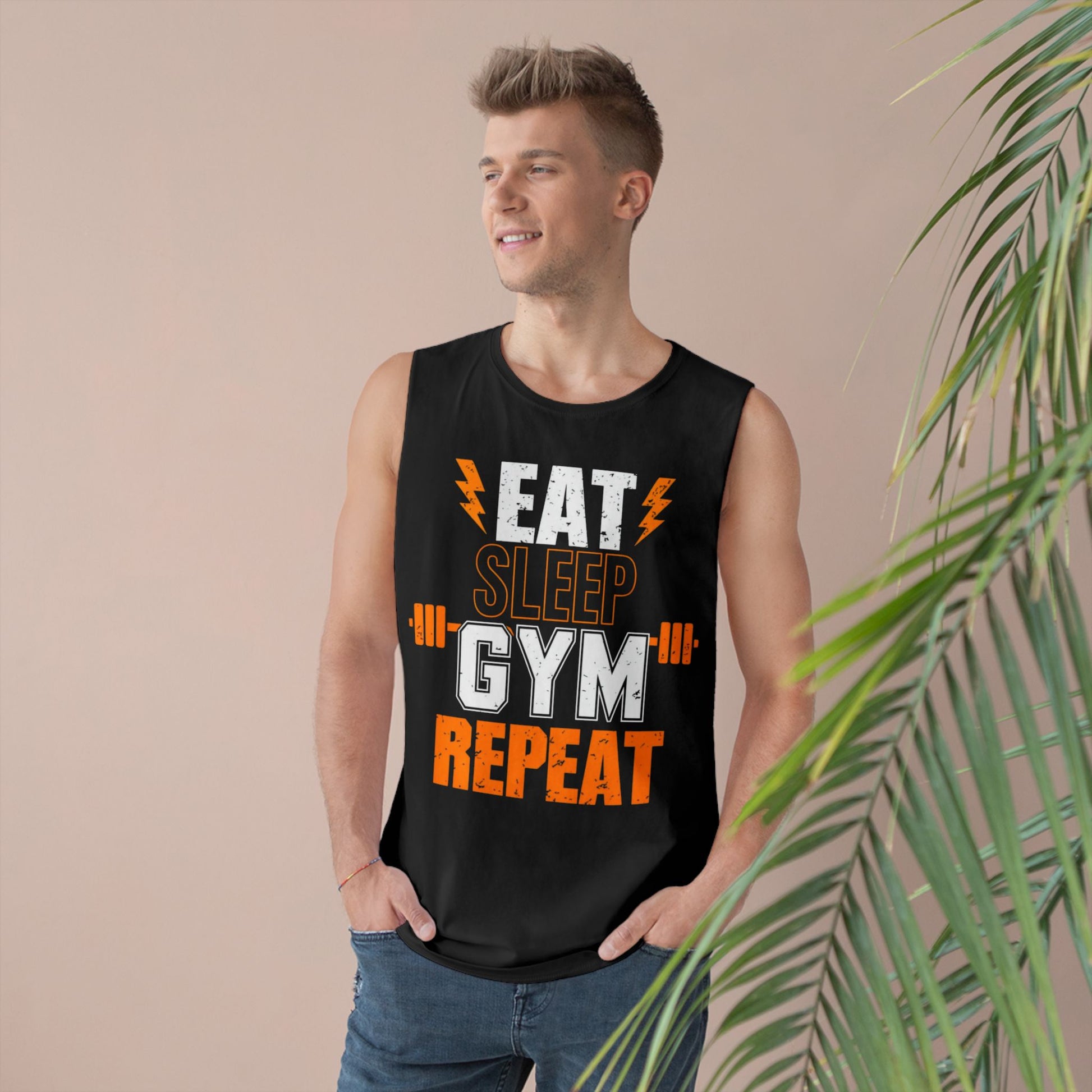 Eat, Sleep, Gym, Repeat - Premium Unisex Barnard Tank Top Printify by The Night Shift Automotive Apparel
