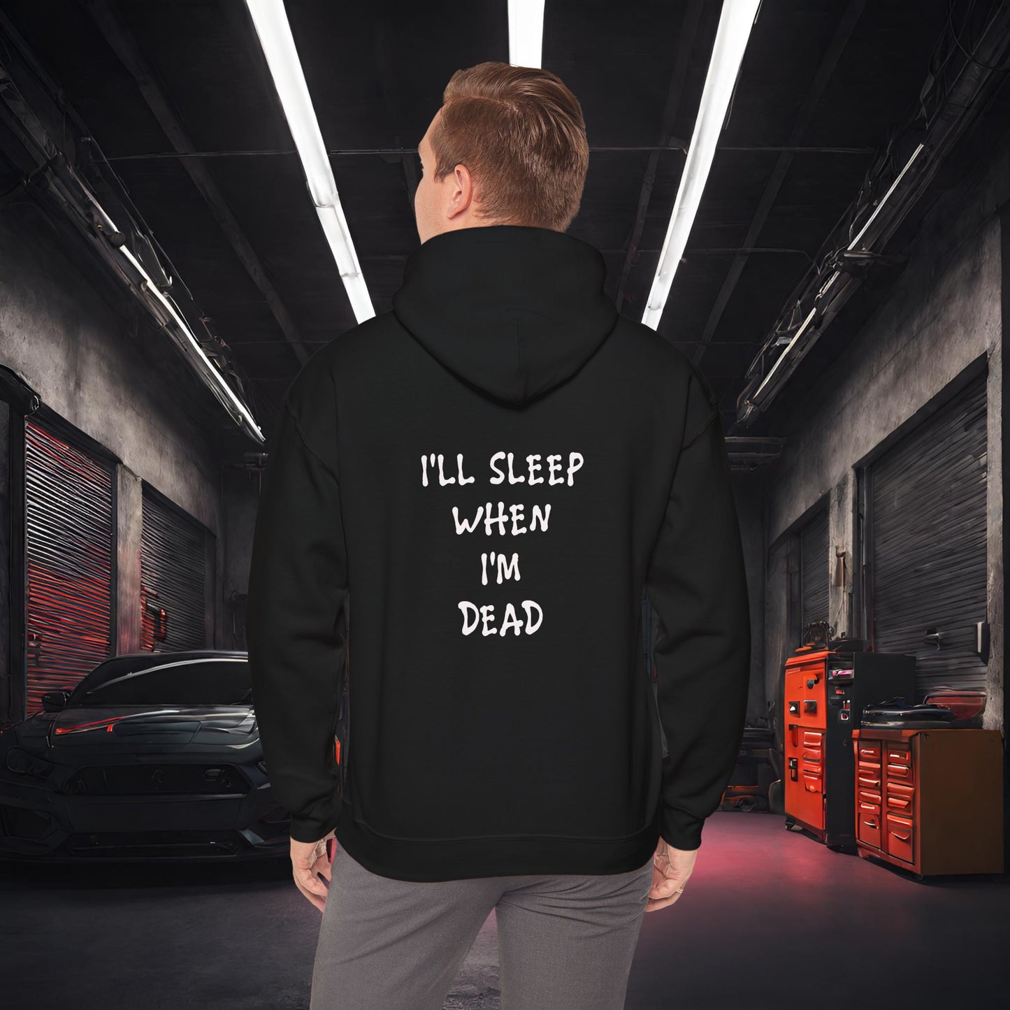 Eat, Drift, Fix, Repeat. I'll Sleep When I'm Dead-Premium, Ultra Soft Unisex Hoodie Printify by The Night Shift Automotive Apparel
