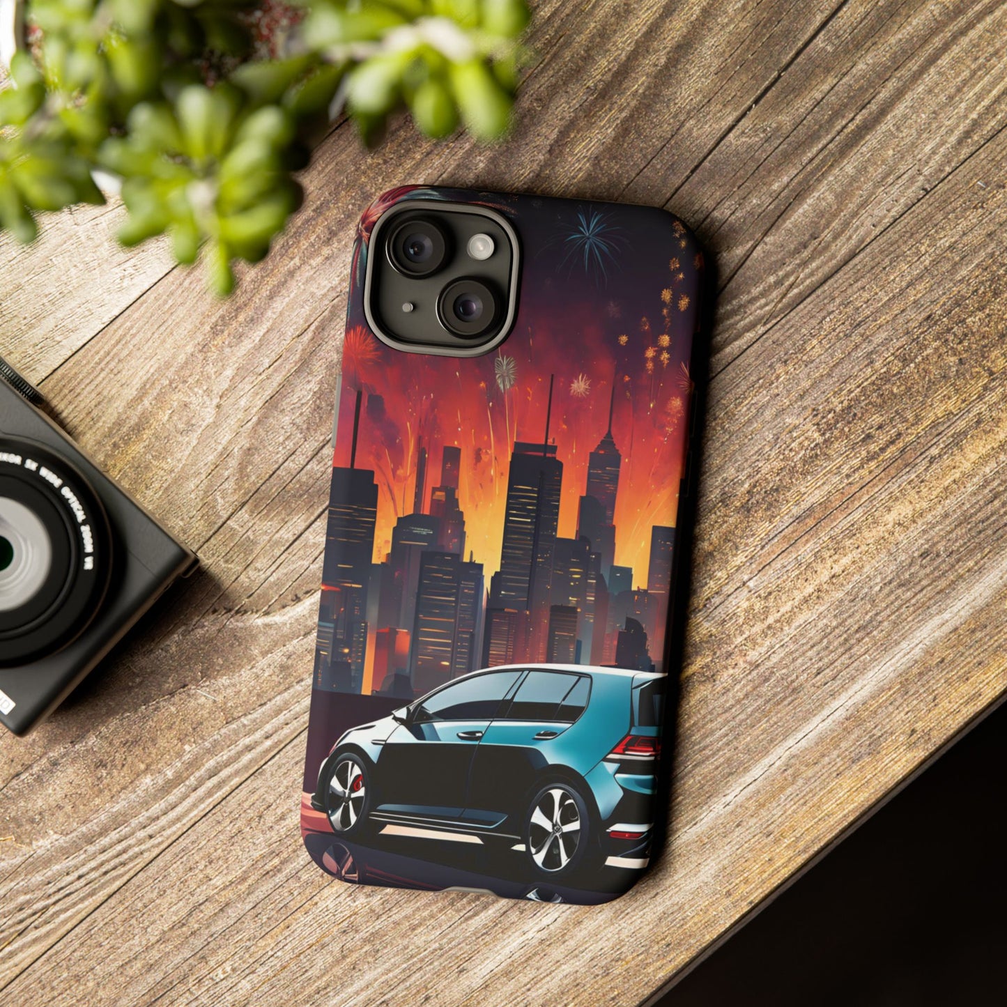 Volkswagon Golf GTI Fireworks-Dual Layer Ultra Tough Phone Case iPhone 15 Plus Matte Printify by The Night Shift Automotive Apparel