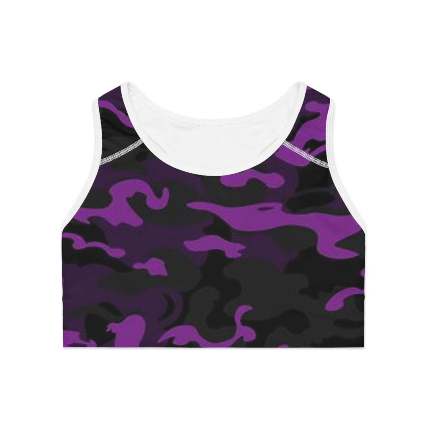 Women's Sports Bra White stitching Printify by The Night Shift Automotive Apparel