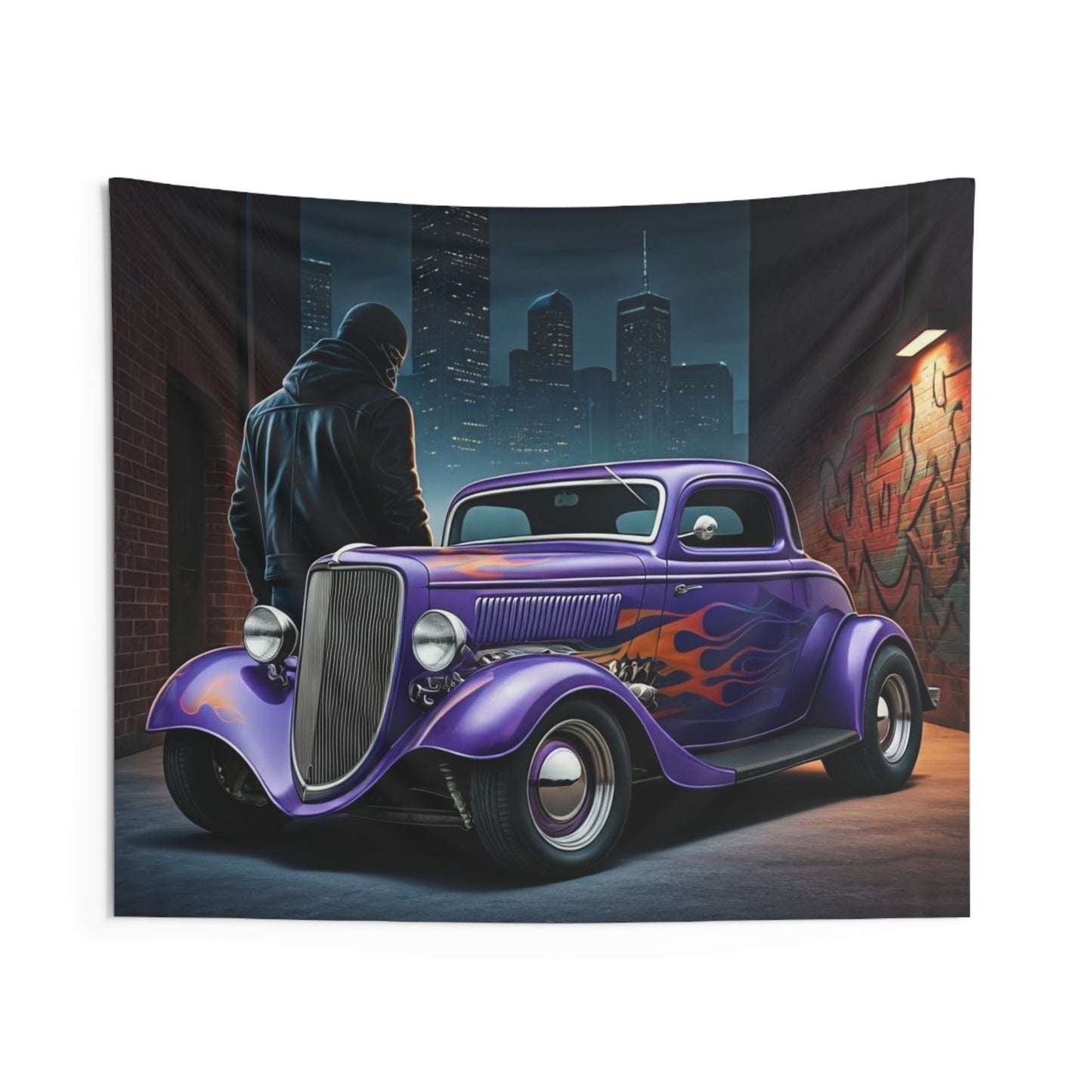 1934 Ford 3 Window Coupe Indoor Wall Tapestries - Shop Banner 60" × 50" Printify by The Night Shift Automotive Apparel