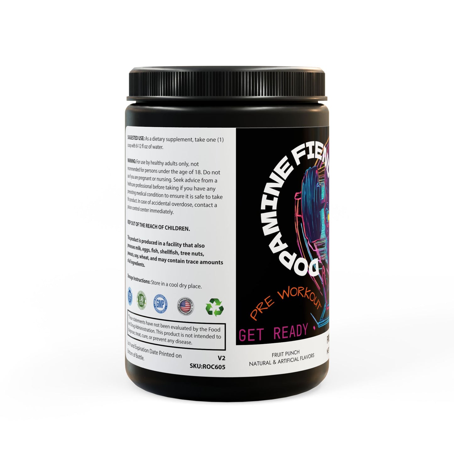 Dopamine Fiend - Pre-Workout Supplement (Fruit Punch) (204g, 7.1oz) Printify by The Night Shift Automotive Apparel
