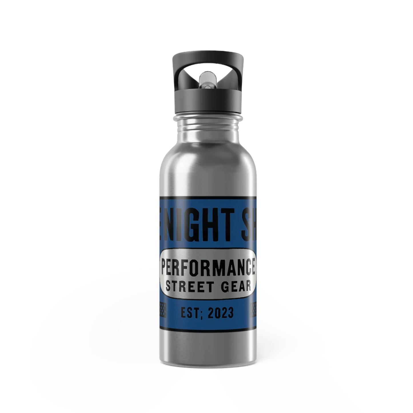 Stainless Steel Water Bottle With Straw, 20oz Printify by The Night Shift Automotive Apparel