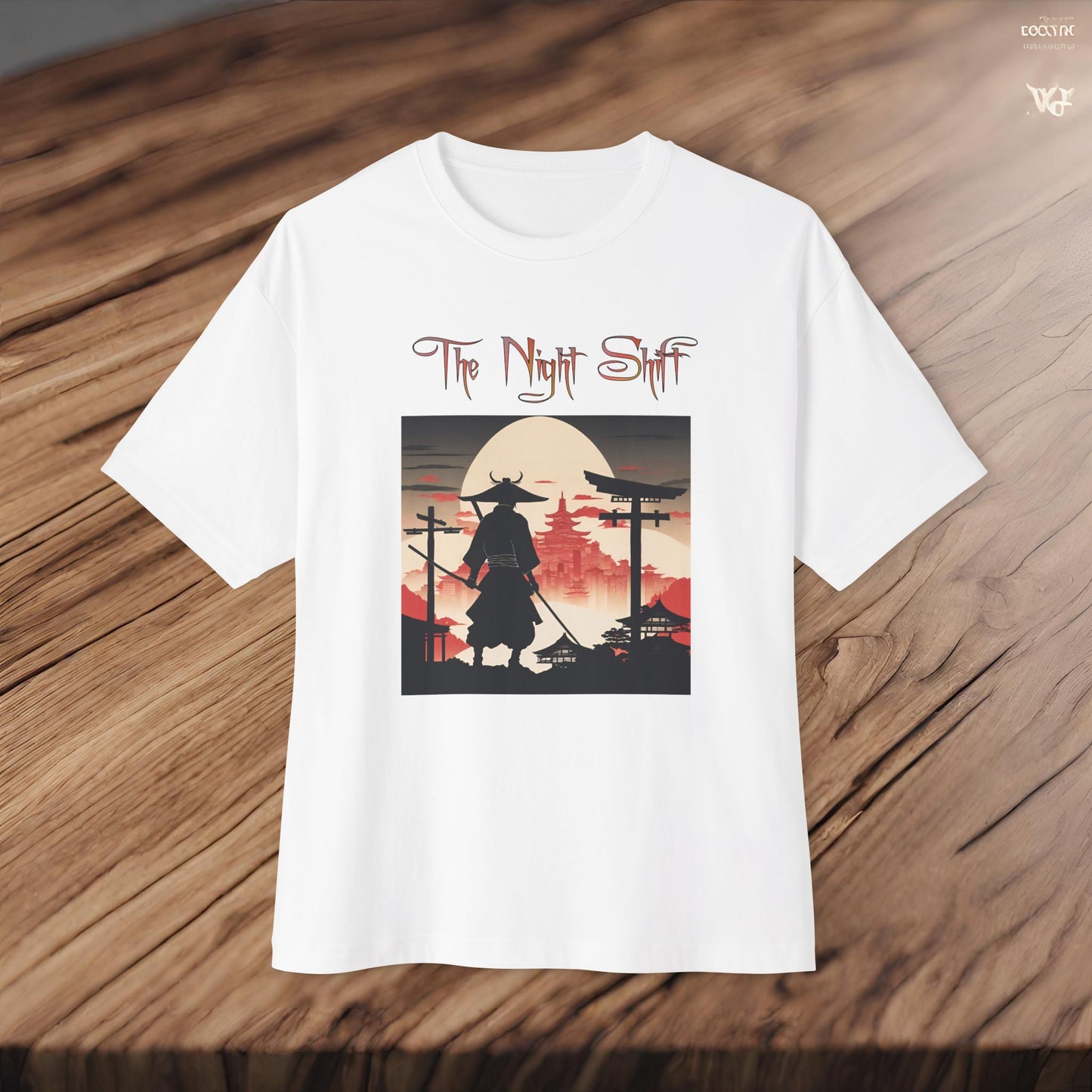 Samurai Full Moon Silhouette-Premium, Ultra Soft Unisex Oversized Boxy Tee Printify by The Night Shift Automotive Apparel