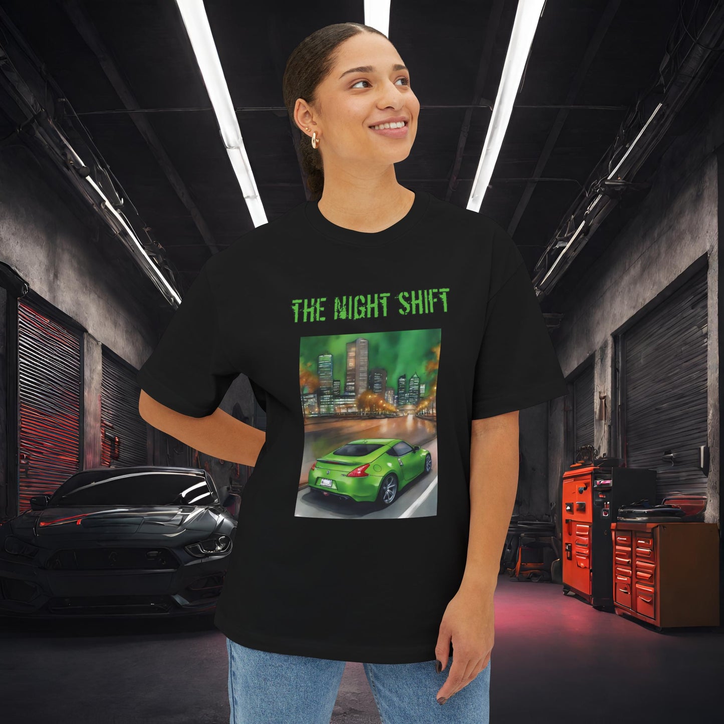 Nissan 370z-Premium, Ultra Soft Unisex Oversized Boxy Tee Printify by The Night Shift Automotive Apparel