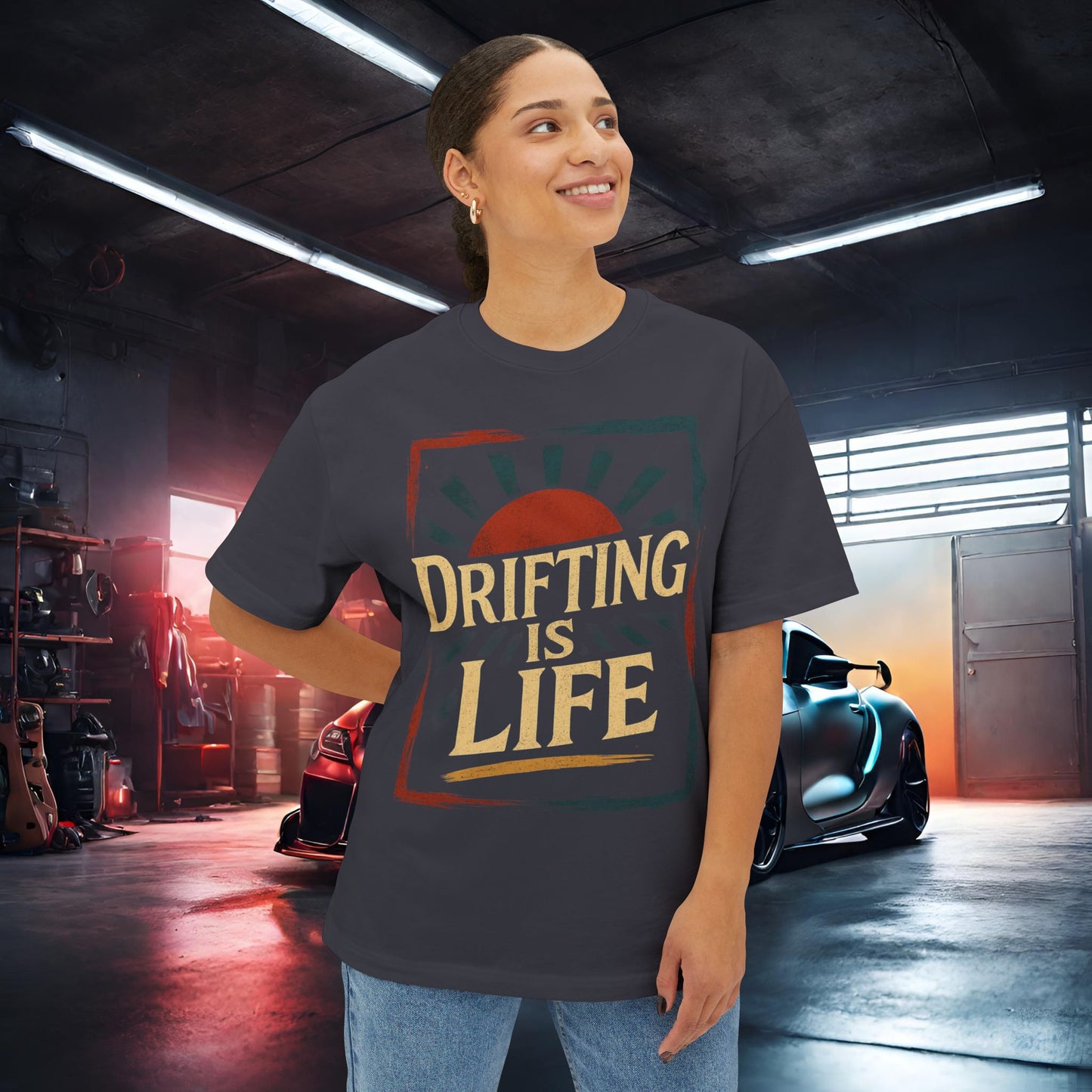 Drifting Is Life-Premium, Ultra Soft Unisex Oversized Boxy Tee