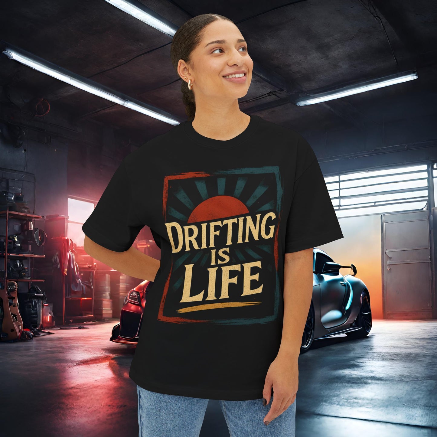 Drifting Is Life-Premium, Ultra Soft Unisex Oversized Boxy Tee