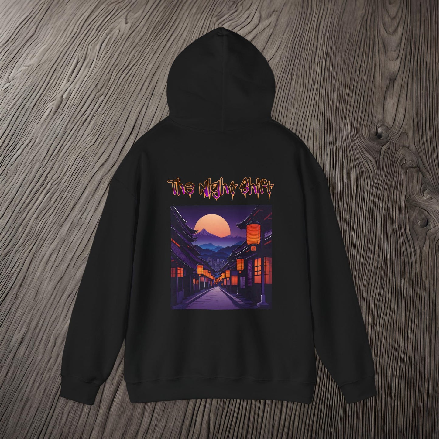 Moonlit Japanese Traditional Village-Ultra Soft, Premium Hoodie Printify by The Night Shift Automotive Apparel