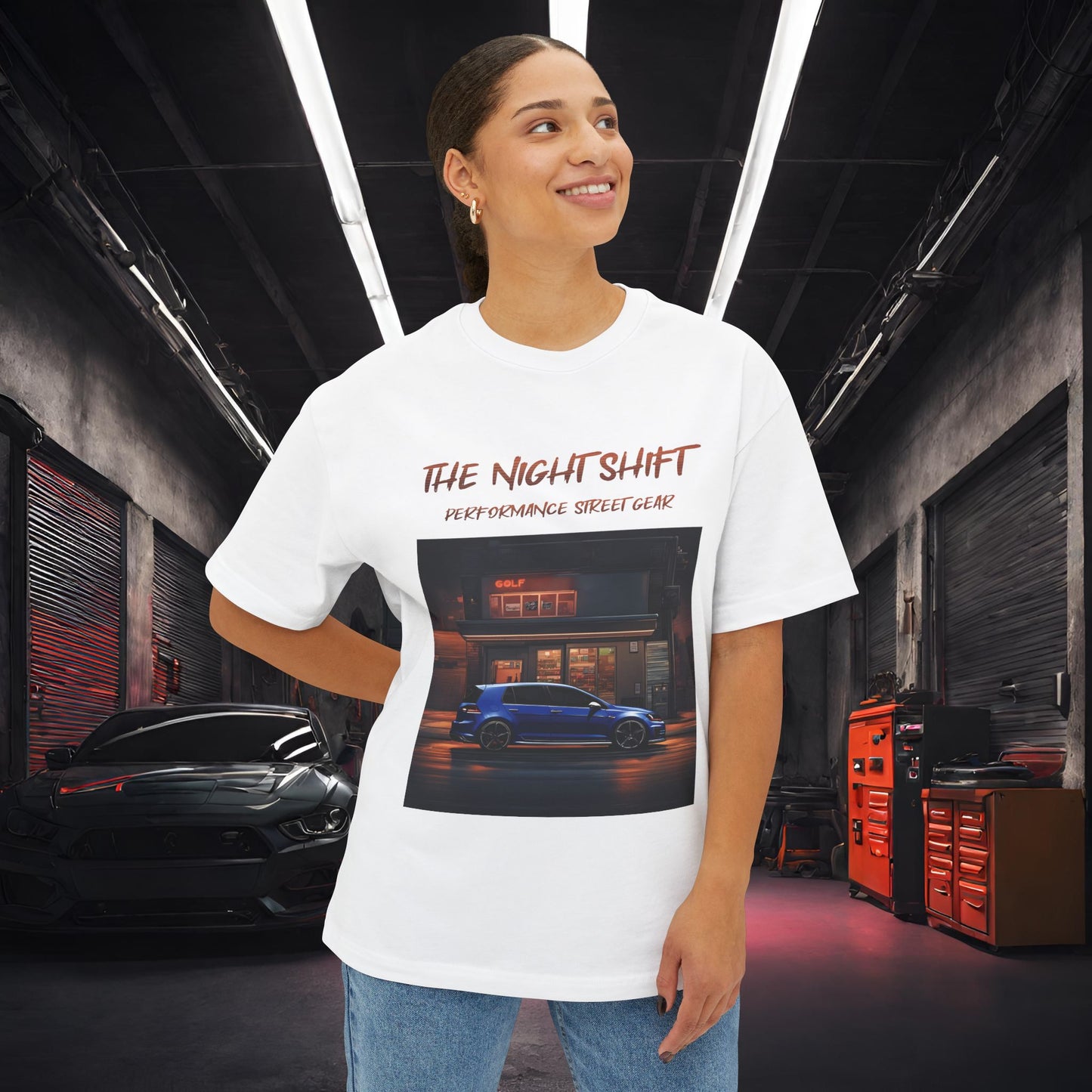 Volkswagen Golf R- Premium, Ultra Soft Unisex Oversized Boxy Tee Printify by The Night Shift Automotive Apparel