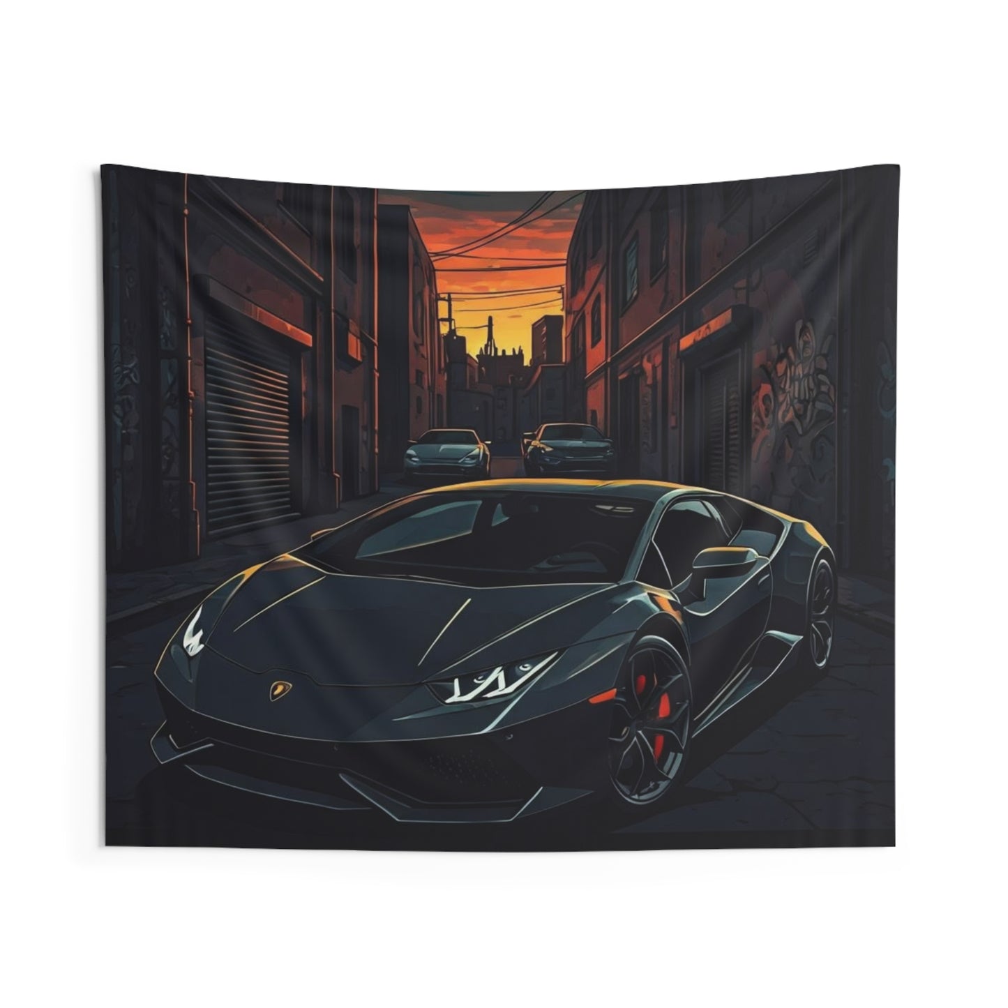Lamborghini Huracan Indoor Wall Tapestries - Shop Banner 60" × 50" Printify by The Night Shift Automotive Apparel
