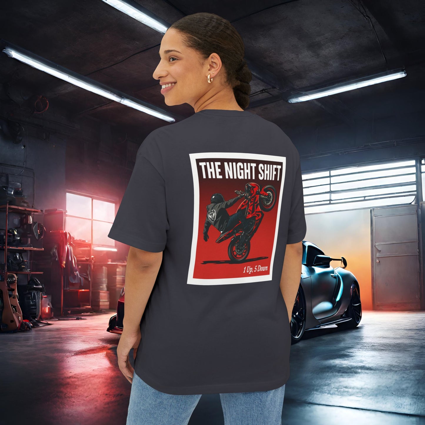 1 Up, 5 Down-Premium, Ultra Soft Unisex Oversized Boxy Tee