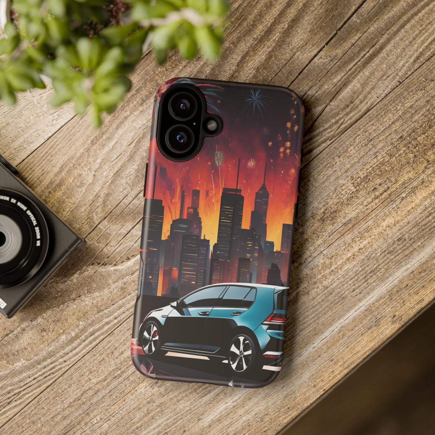 Volkswagon Golf GTI Fireworks-Dual Layer Ultra Tough Phone Case iPhone 16 Plus Matte Printify by The Night Shift Automotive Apparel
