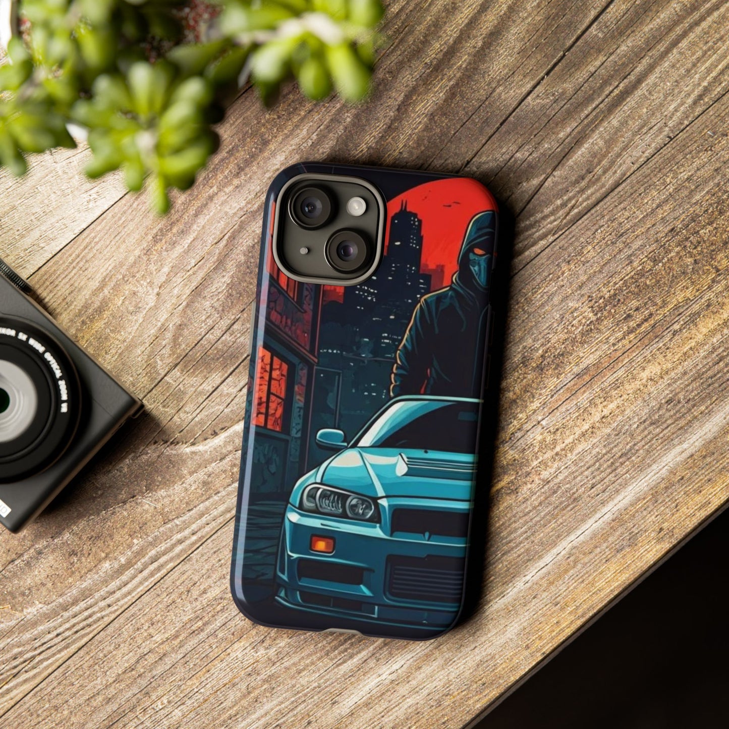 Nissan Skyline R34 Street Life-Dual Layer Ultra Tough Phone Case iPhone 15 Glossy Printify by The Night Shift Automotive Apparel