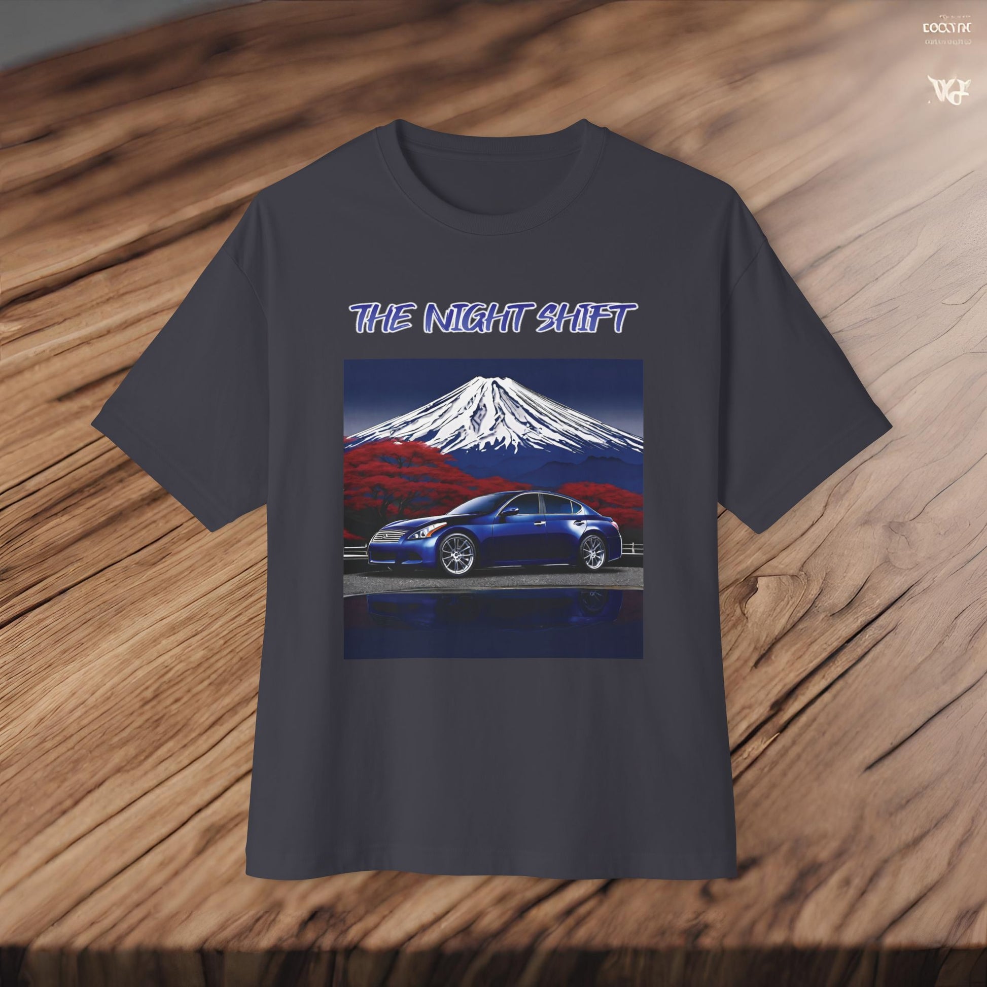 Infiniti G37 Sedan Mt Fuji-Premium, Ultra Soft Unisex Oversized Boxy Tee Printify by The Night Shift Automotive Apparel