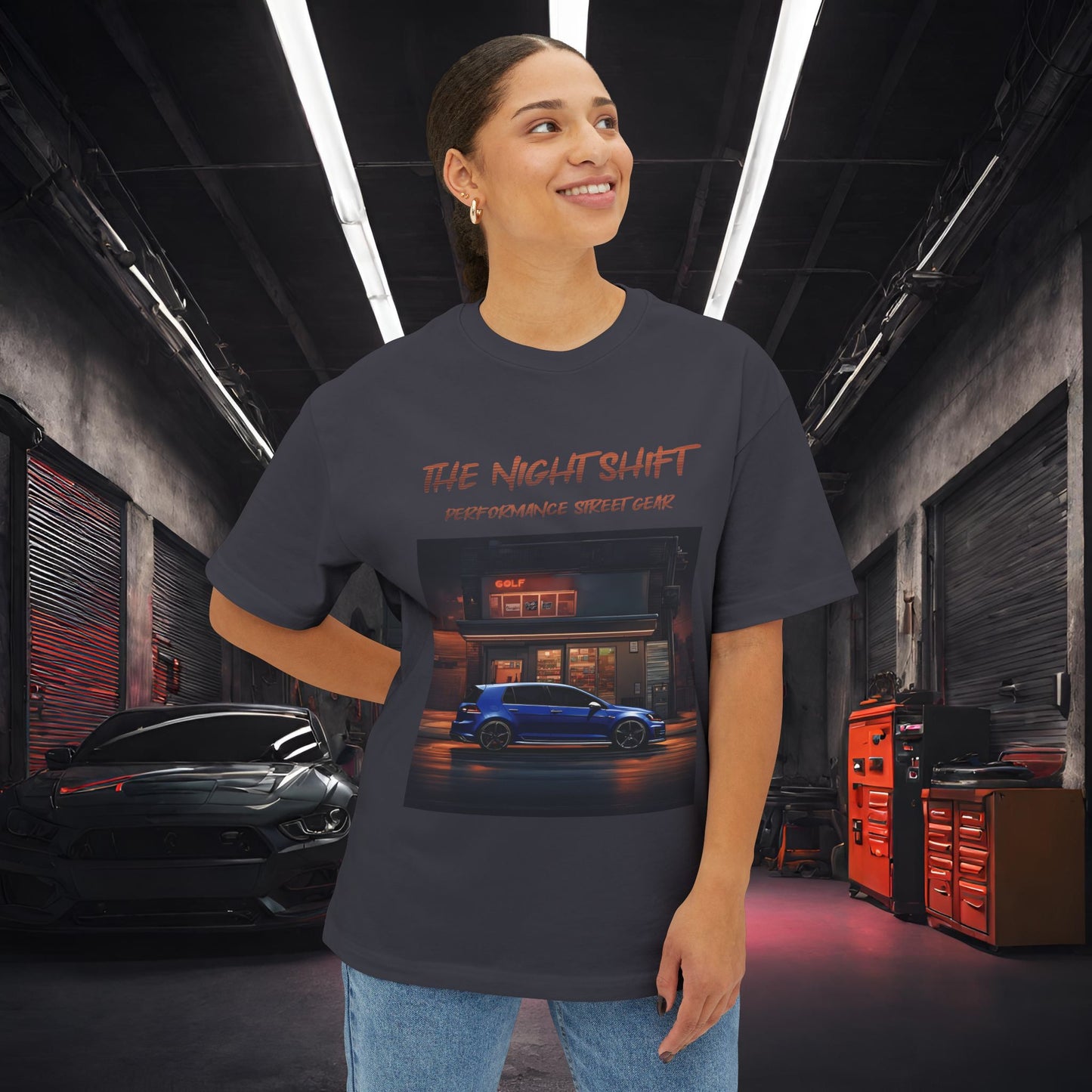 Volkswagen Golf R- Premium, Ultra Soft Unisex Oversized Boxy Tee Printify by The Night Shift Automotive Apparel