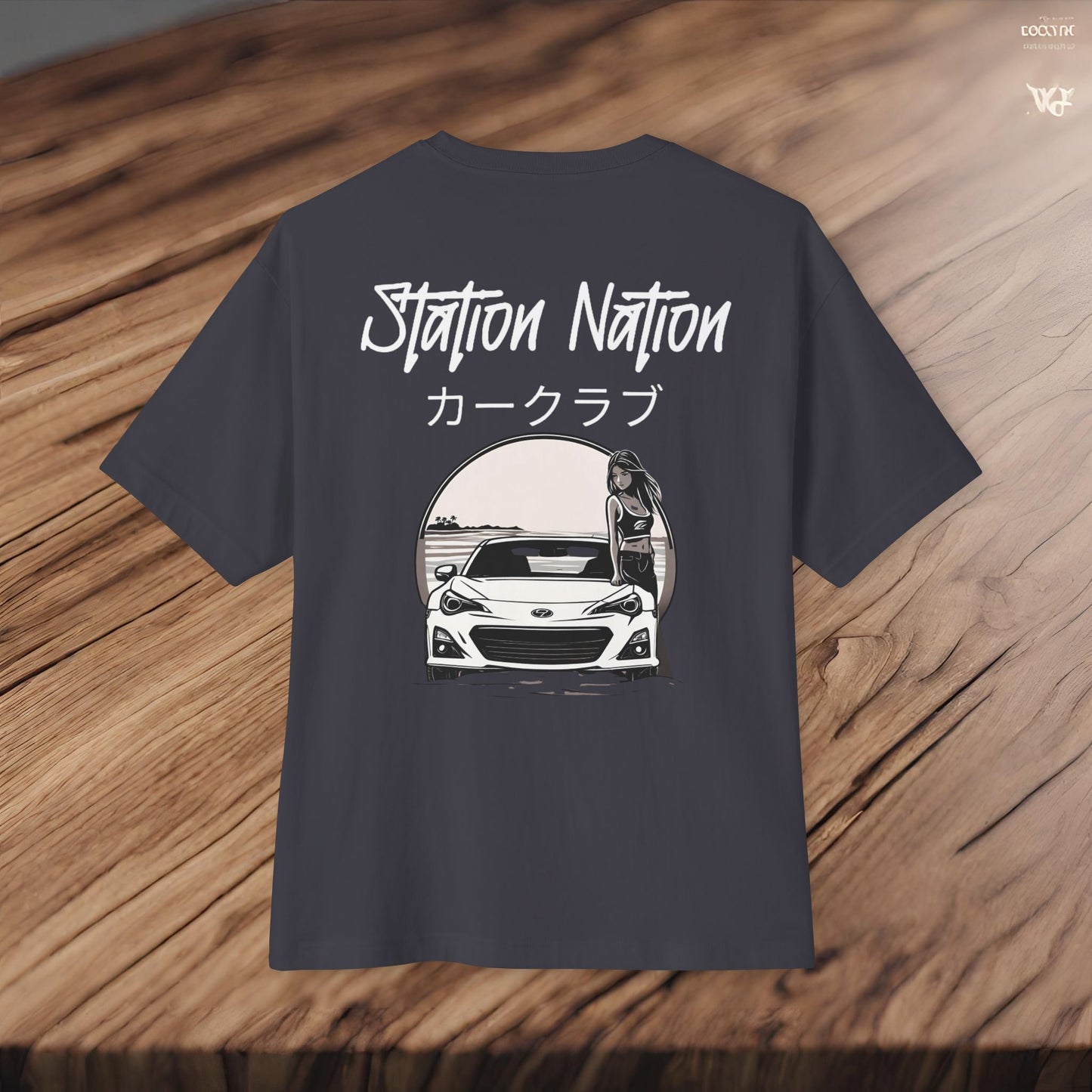 Station Nation-Premium, Ultra Soft Unisex Oversized Boxy Tee Printify by The Night Shift Automotive Apparel
