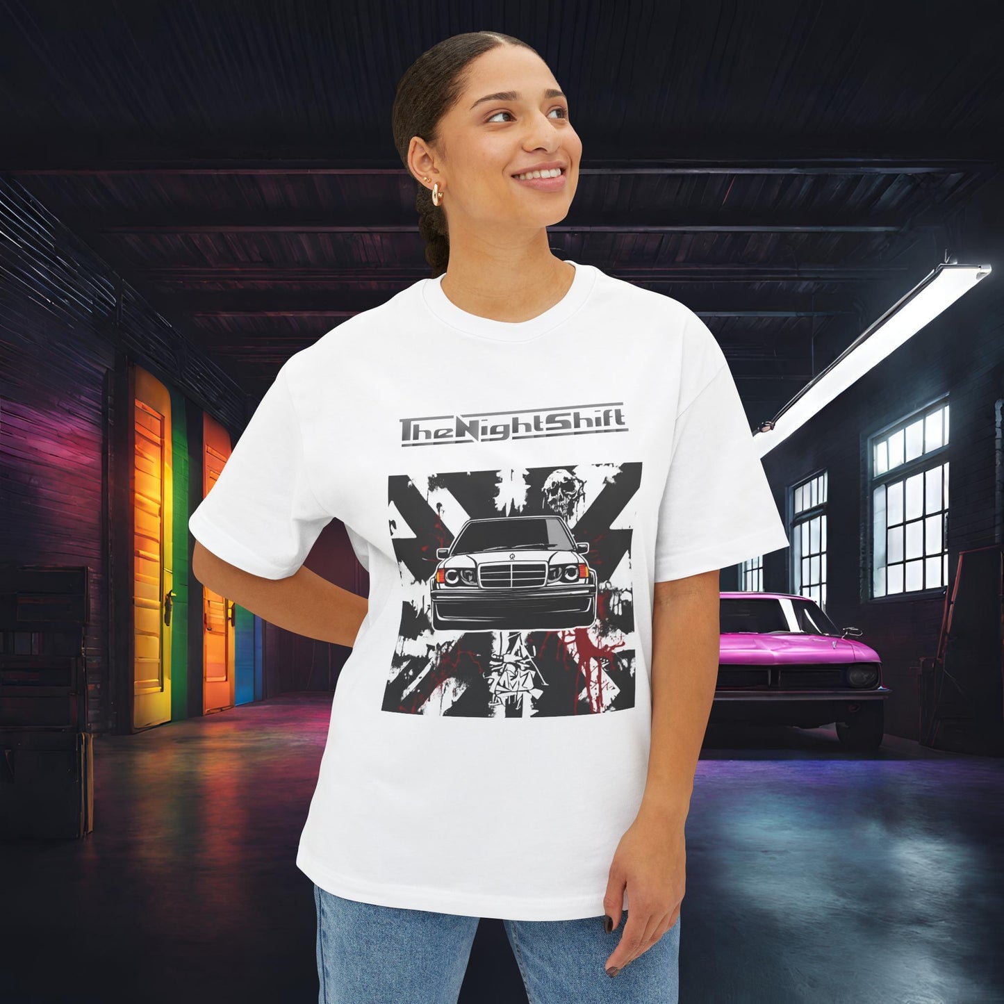 Mercedes Benz 190e Evo 2 AMG- Premium, Ultra Soft, Unisex Oversized Boxy Tee Printify by The Night Shift Automotive Apparel