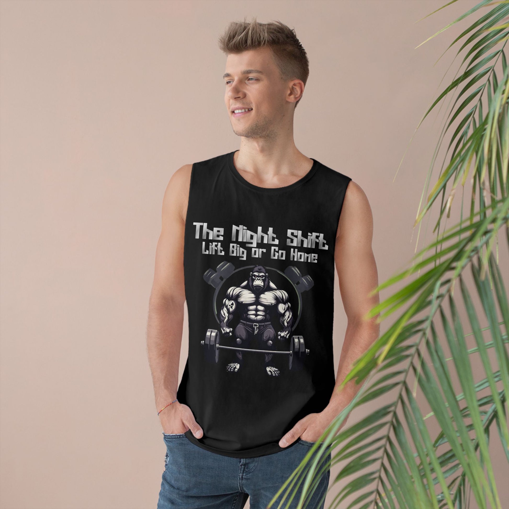 Lift Big or Go Home - Gorilla Body Builder - Premium Unisex Barnard Tank Top Printify by The Night Shift Automotive Apparel