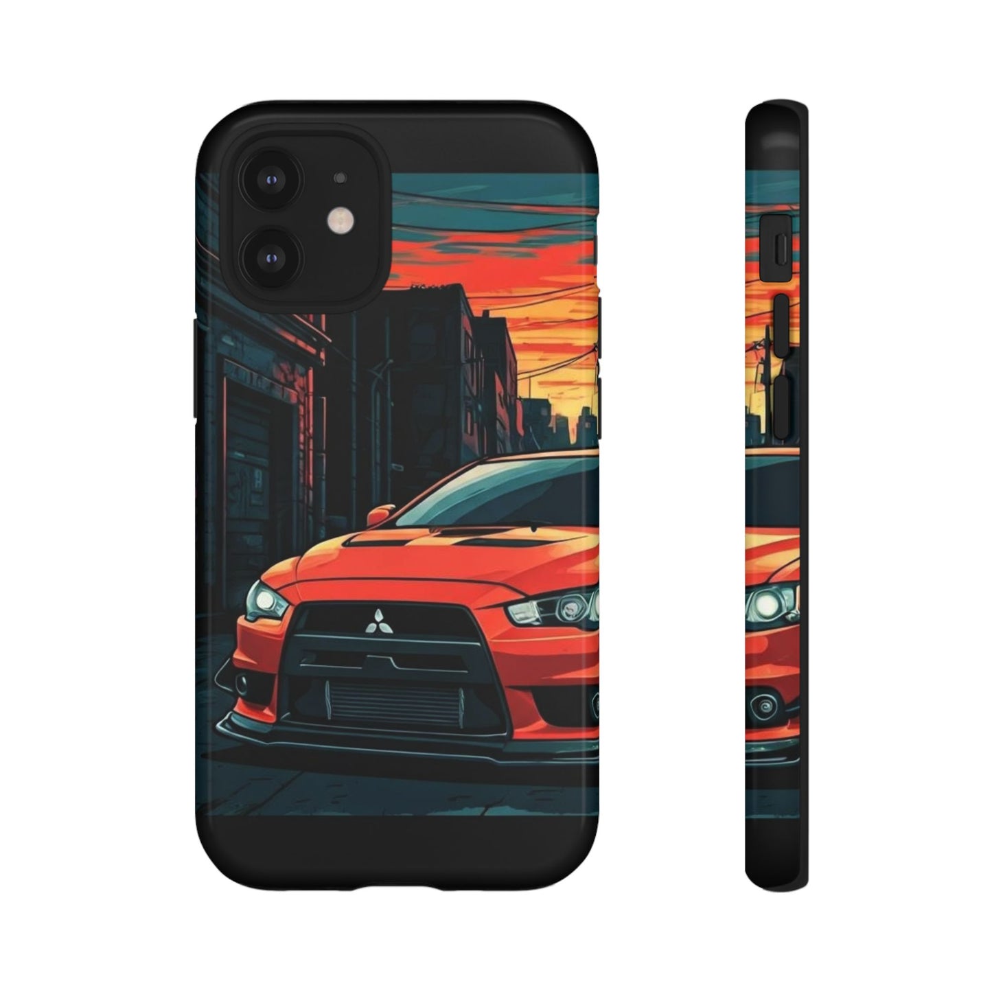 Mitsubishi Evo X Street Life-Dual Layer Ultra Tough Phone Case iPhone 12 Mini Glossy Printify by The Night Shift Automotive Apparel