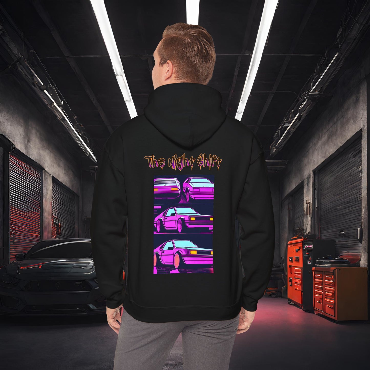 Time Warp Synthwave-Premium, Ultra Soft Unisex Hoodie Black Printify by The Night Shift Automotive Apparel