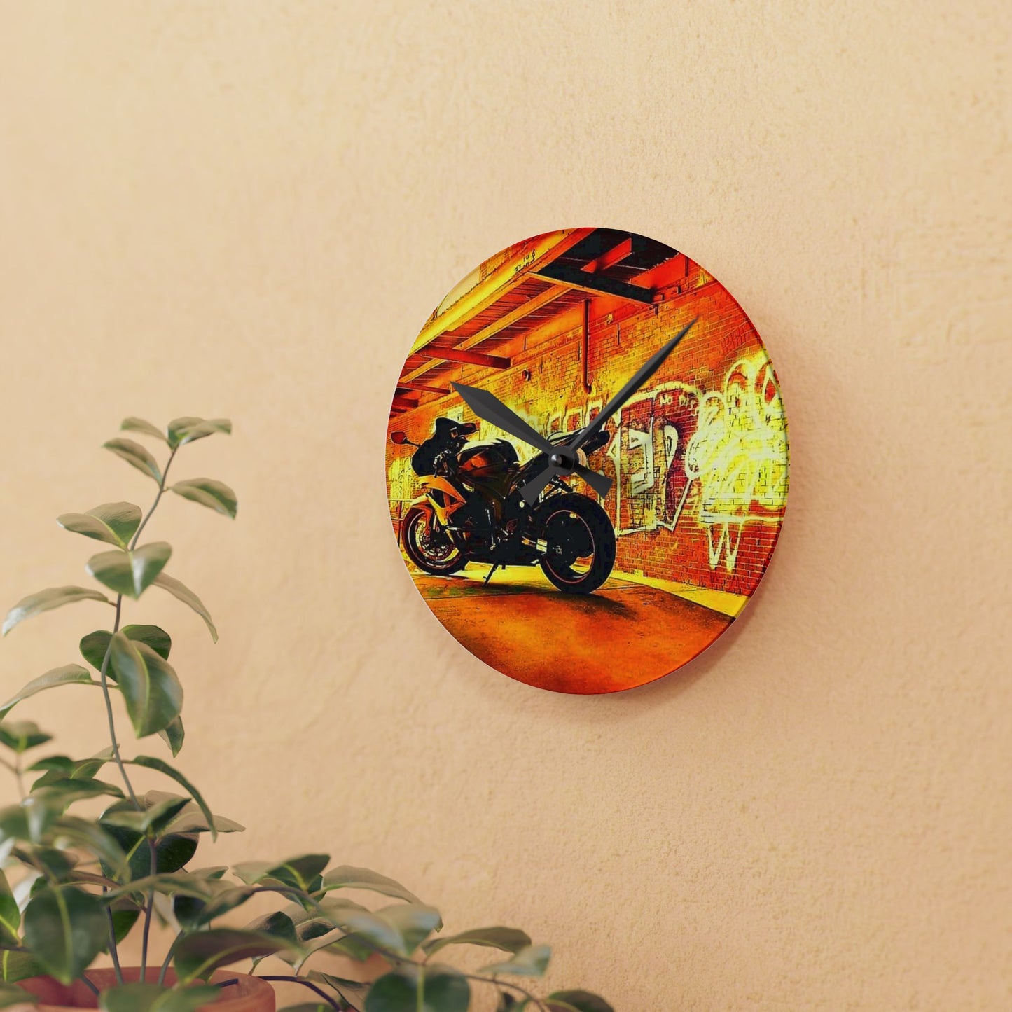 Sport Bike Street Life-Acrylic Wall Clock