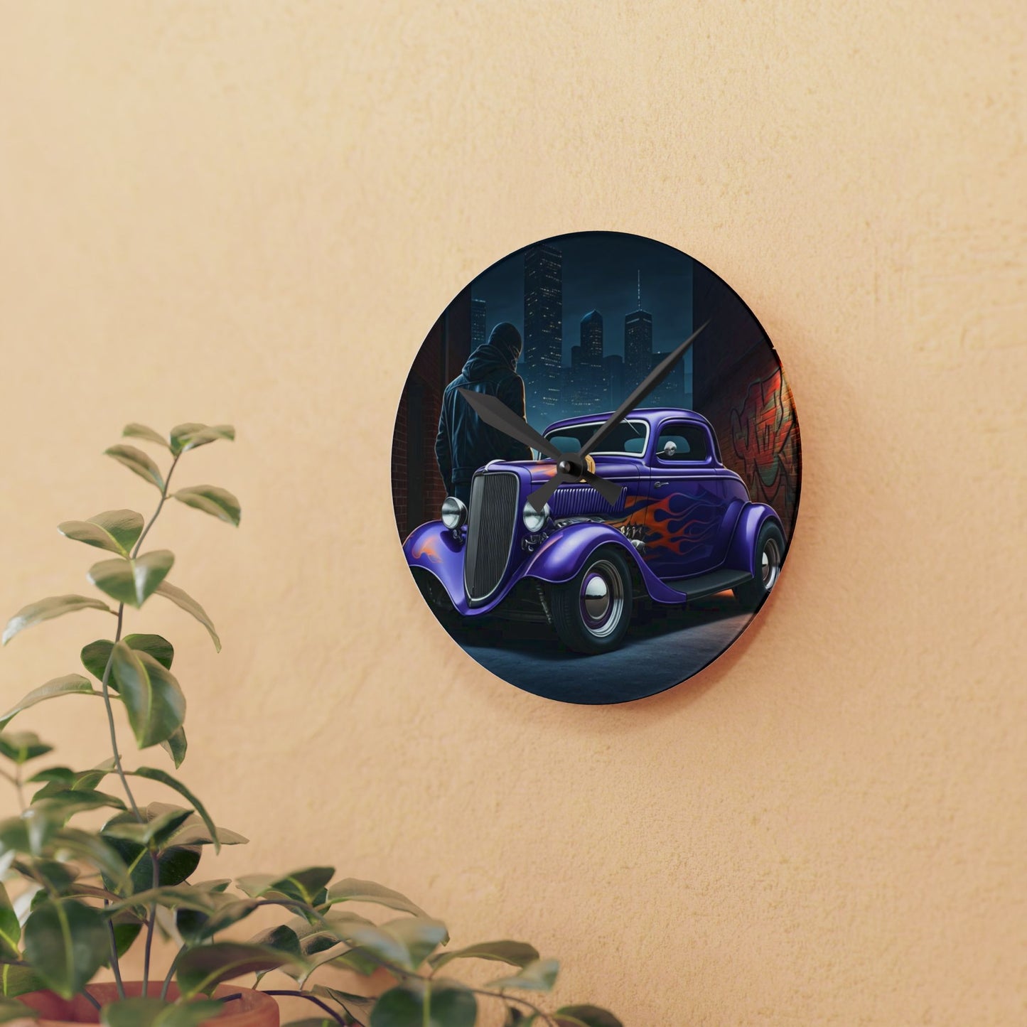 1930's Turtle Back 3 Window Coupe Street Life-Acrylic Wall Clock