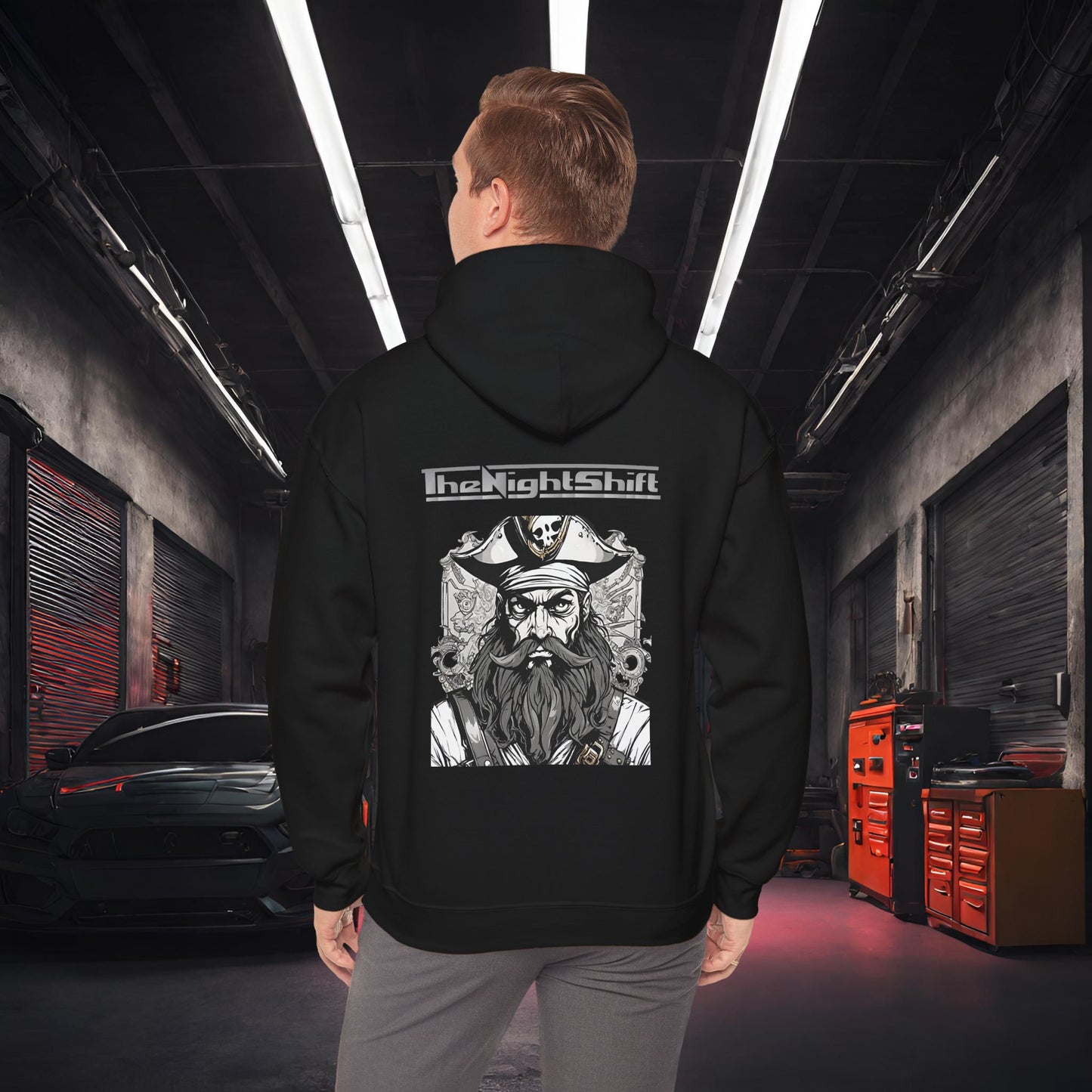Pirate-Ultra Soft, Premium Hoodie Black Printify by The Night Shift Automotive Apparel
