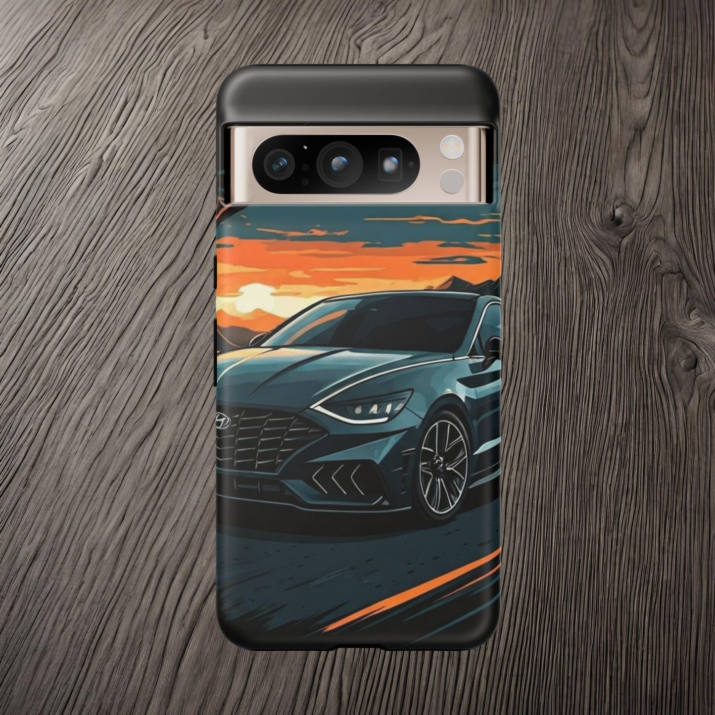 Hyundai Sonata-Sunset Drive-Dual Layer Ultra Tough Phone Case Google Pixel 8 Pro Matte Printify by The Night Shift Automotive Apparel
