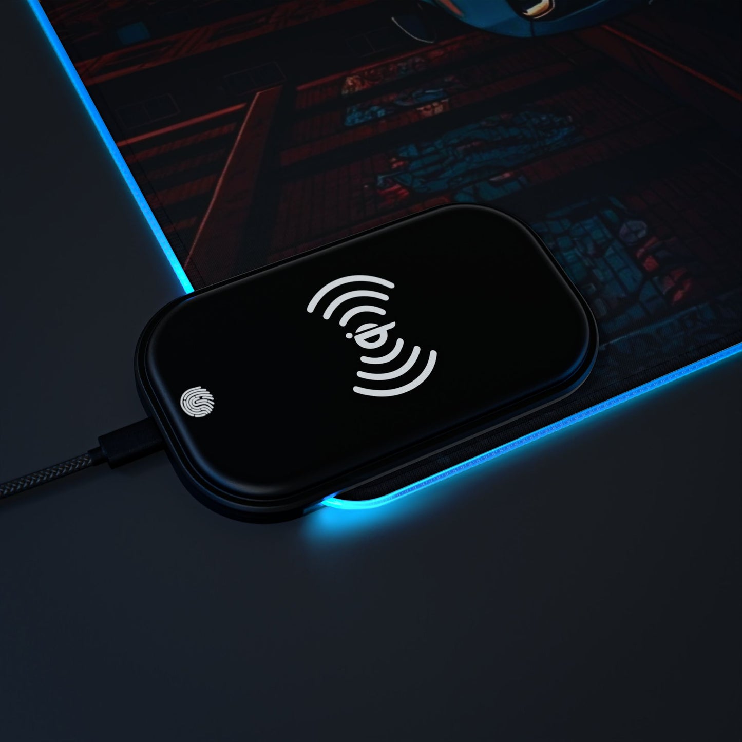 Toyota Supra MK-V Street Life-LED Gaming Mouse Pad with Wireless Charging Printify by The Night Shift Automotive Apparel