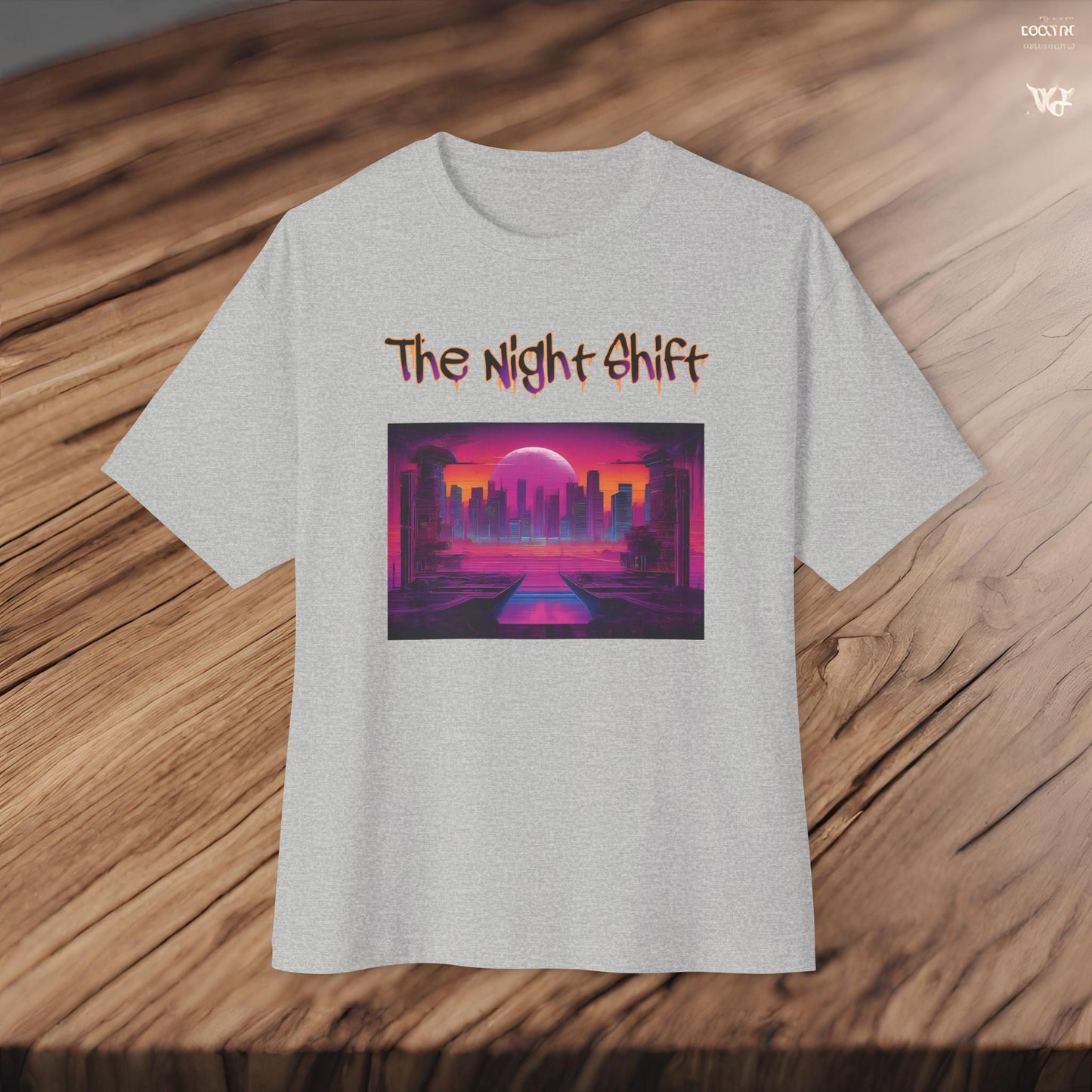 Moonlight City Synthwave-Premium, Ultra Soft Unisex Oversized Boxy Tee Printify by The Night Shift Automotive Apparel