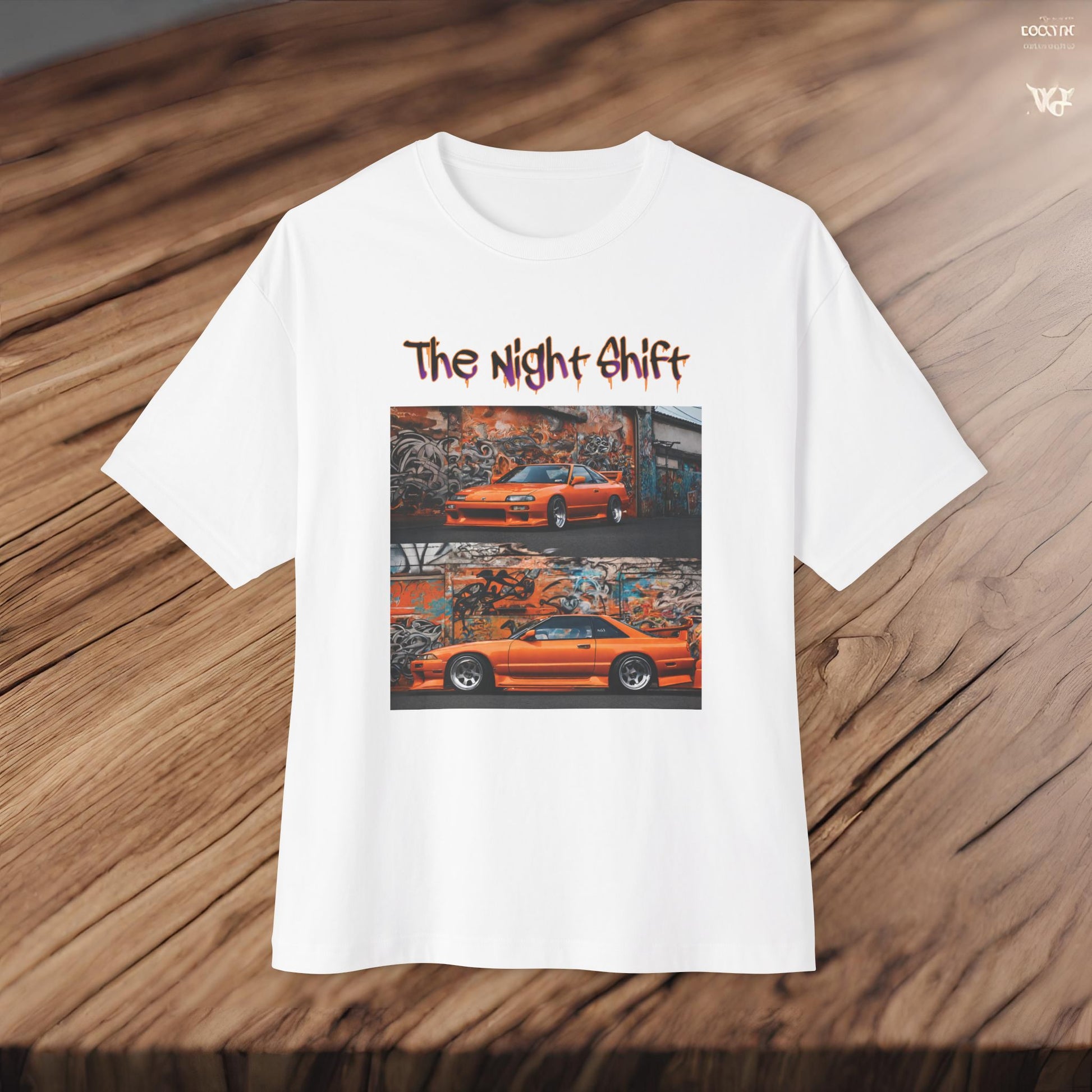 Nissan 240sx Double Stack Graffiti-Premium, Ultra Soft Unisex Oversized Boxy Tee Printify by The Night Shift Automotive Apparel