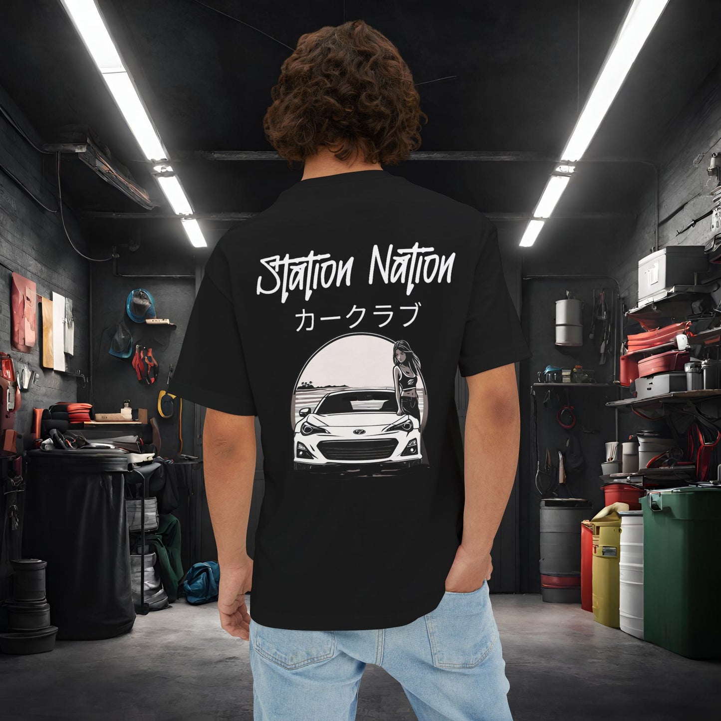 Station Nation-Premium, Ultra Soft Unisex Oversized Boxy Tee Printify by The Night Shift Automotive Apparel