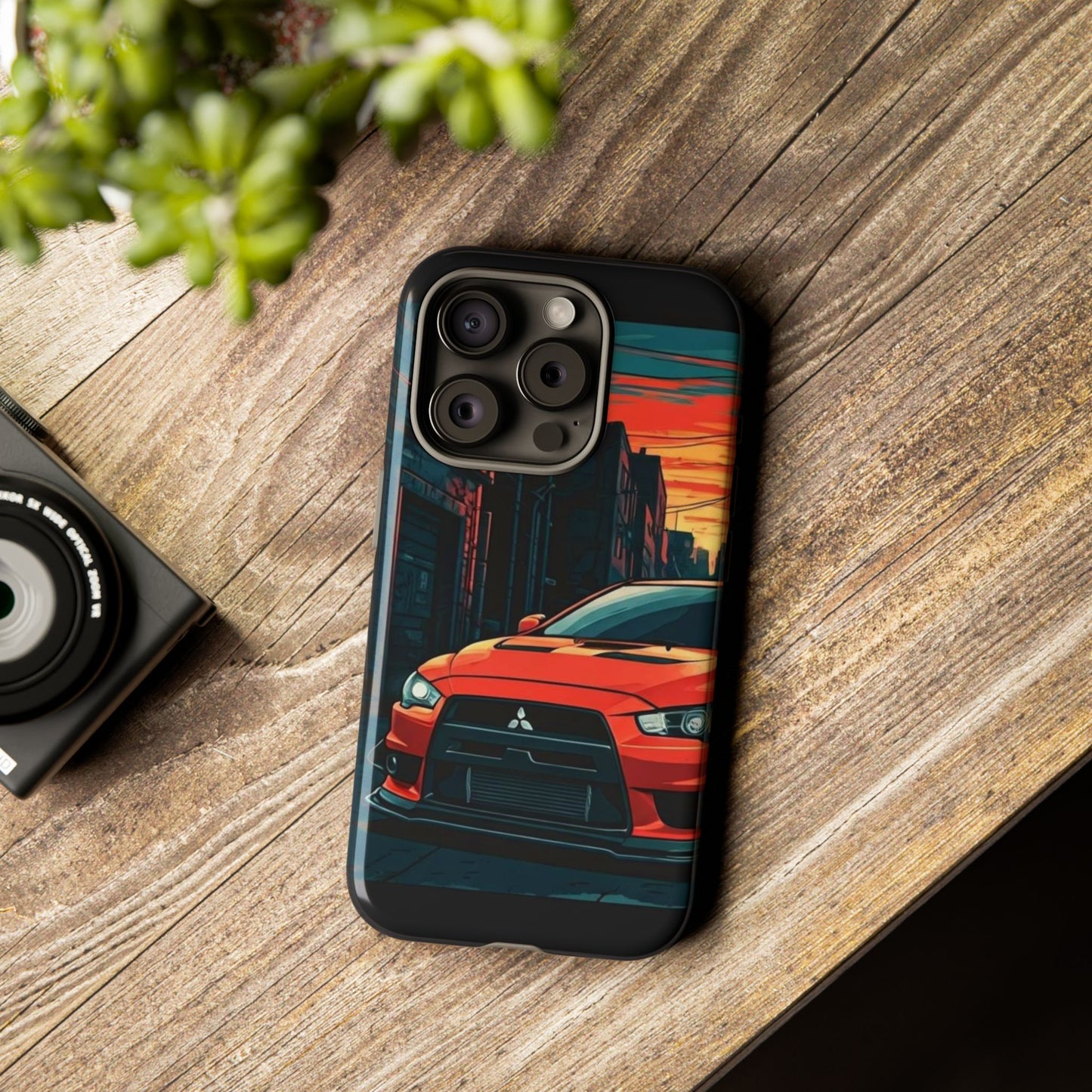 Mitsubishi Evo X Street Life-Dual Layer Ultra Tough Phone Case iPhone 15 Pro Glossy Printify by The Night Shift Automotive Apparel