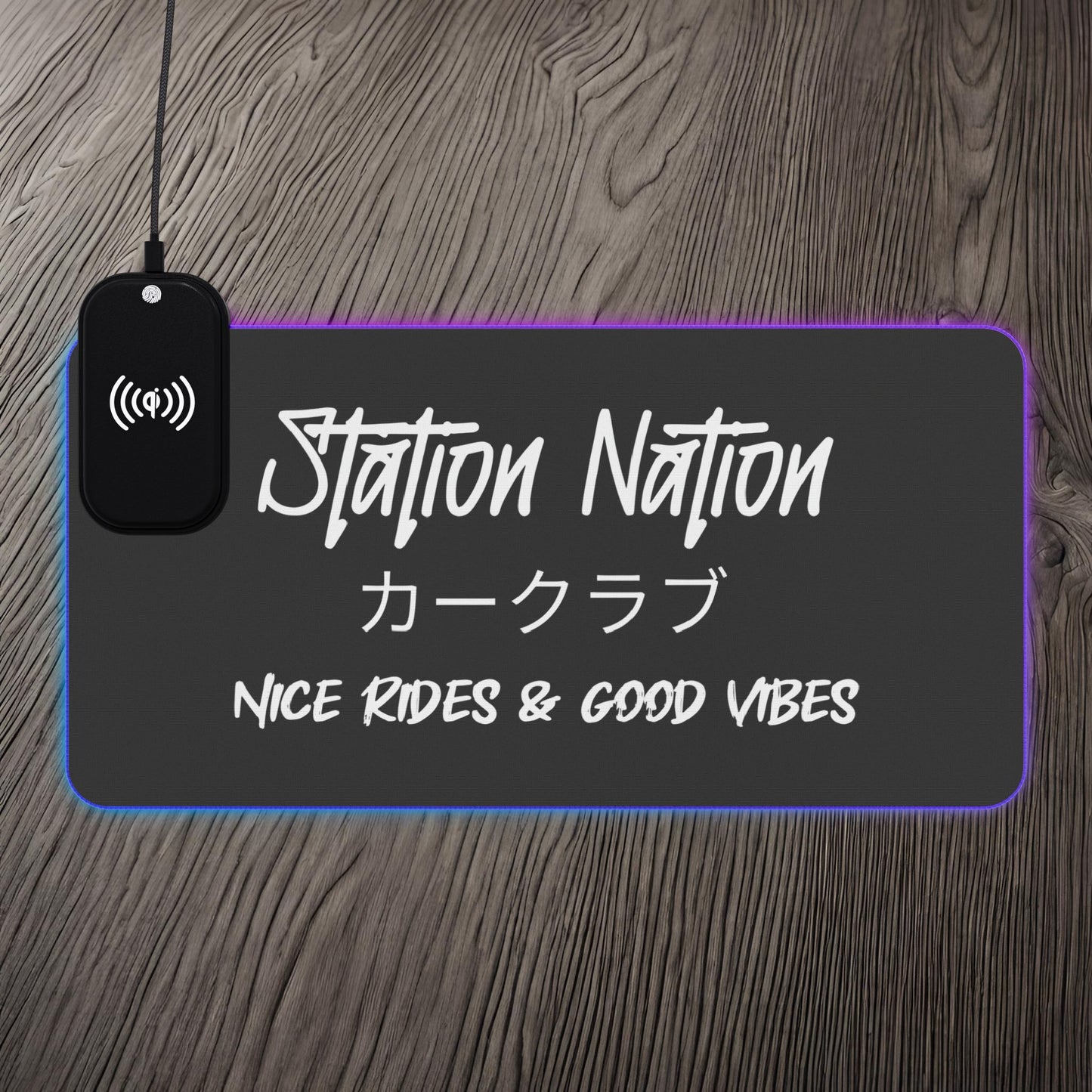 Station Nation-LED Gaming Mouse Pad with Wireless Charging 23.6" × 11.8" Rectangle 15W Printify by The Night Shift Automotive Apparel