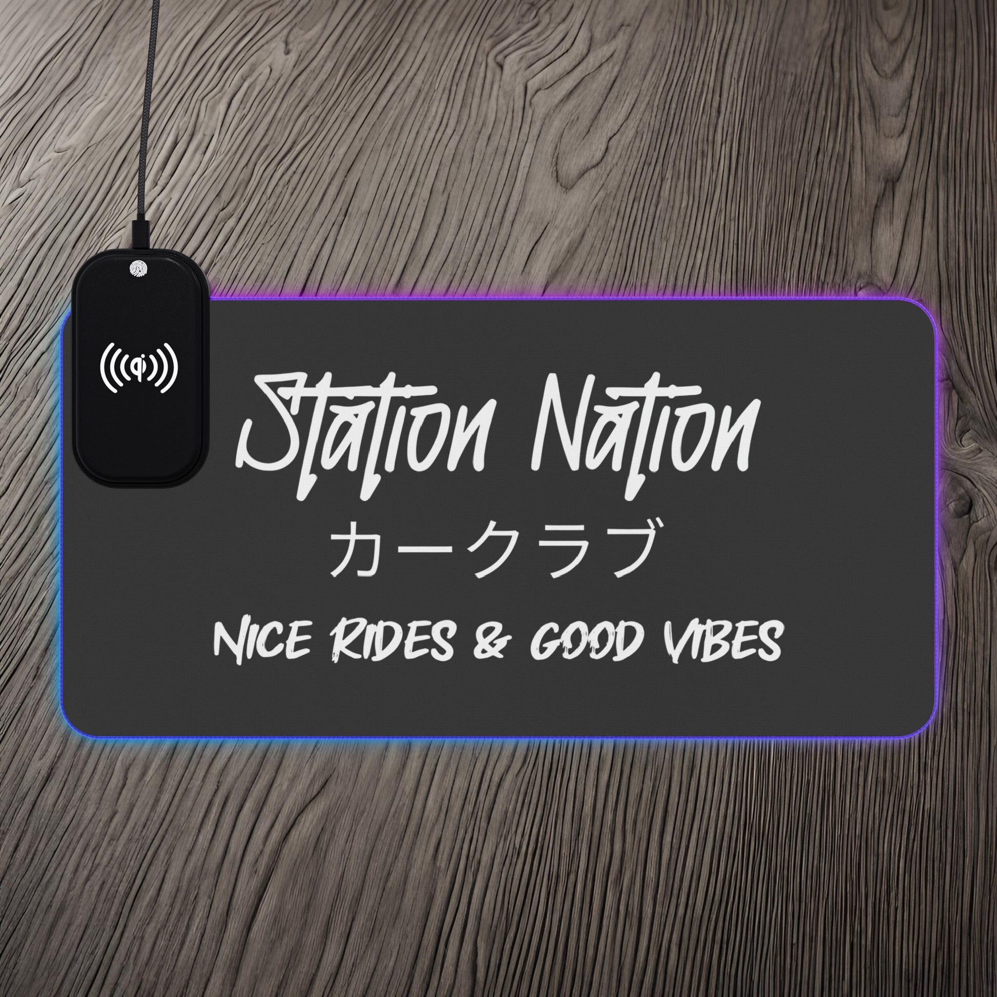 Station Nation-LED Gaming Mouse Pad with Wireless Charging 23.6" × 11.8" Rectangle 15W Printify by The Night Shift Automotive Apparel