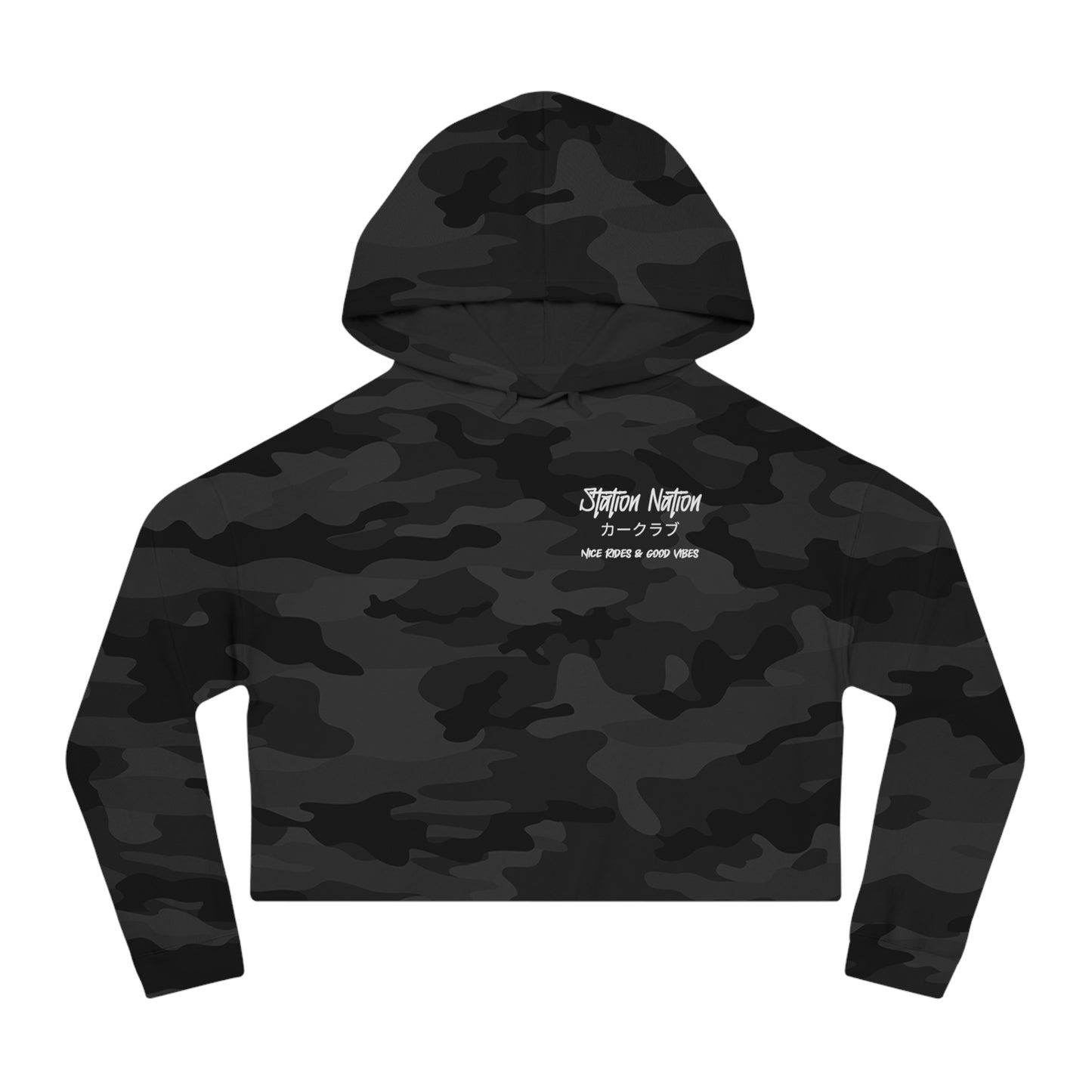 Station Nation Nice Rides & Good Vibes-Women's Ultra Soft, Premium Crop Hoodie Printify by The Night Shift Automotive Apparel