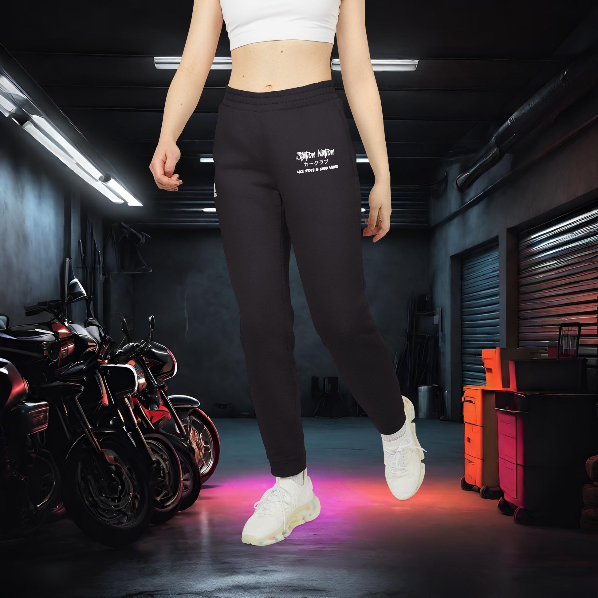 Station Nation-Adidas Unisex Fleece Joggers Printify by The Night Shift Automotive Apparel
