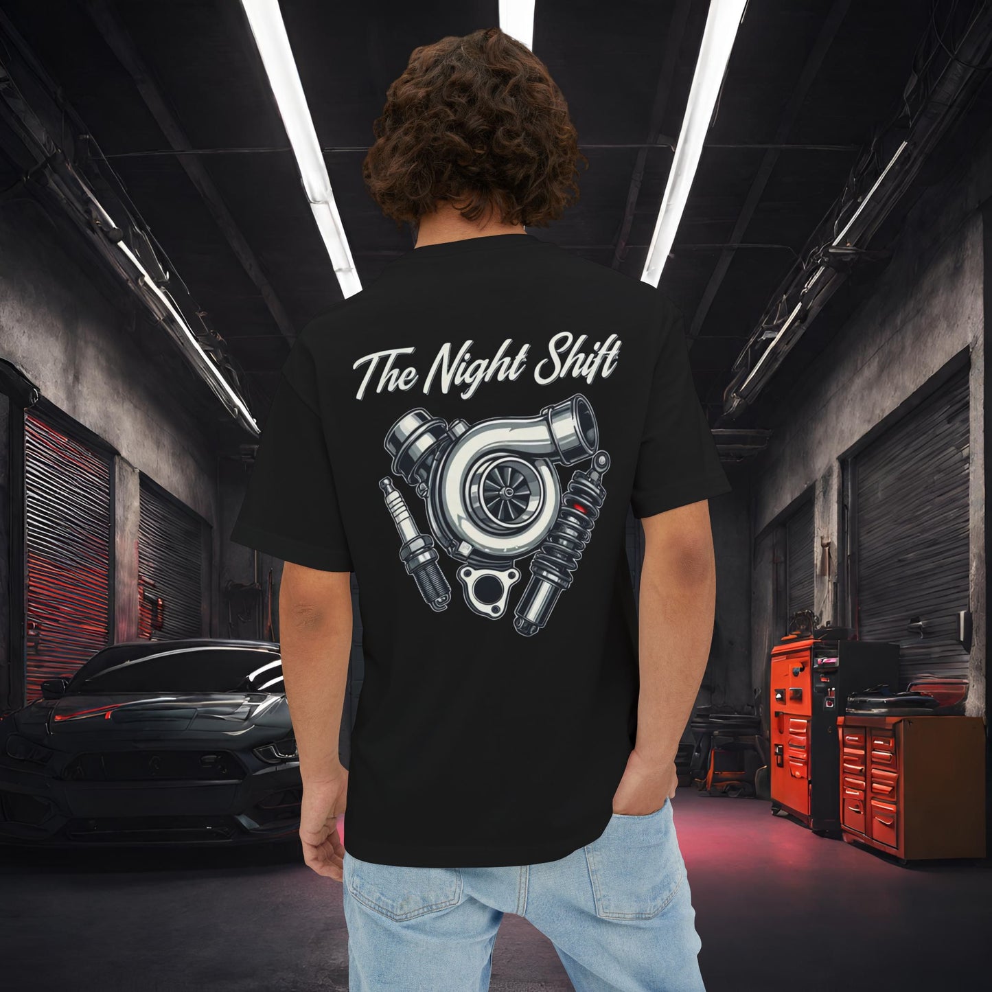 The Night Shift Essentials-Ultra Soft, Premium Unisex Oversized Boxy Tee Black Printify by The Night Shift Automotive Apparel