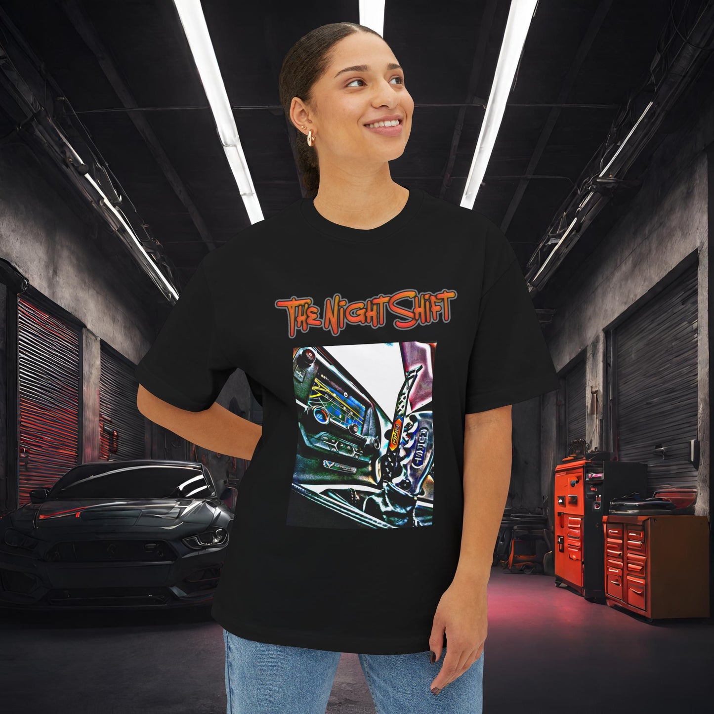 Chevy Corvette C7 DND Performance Interior-Premium, Ultra Soft Unisex Oversized Boxy Tee Printify by The Night Shift Automotive Apparel