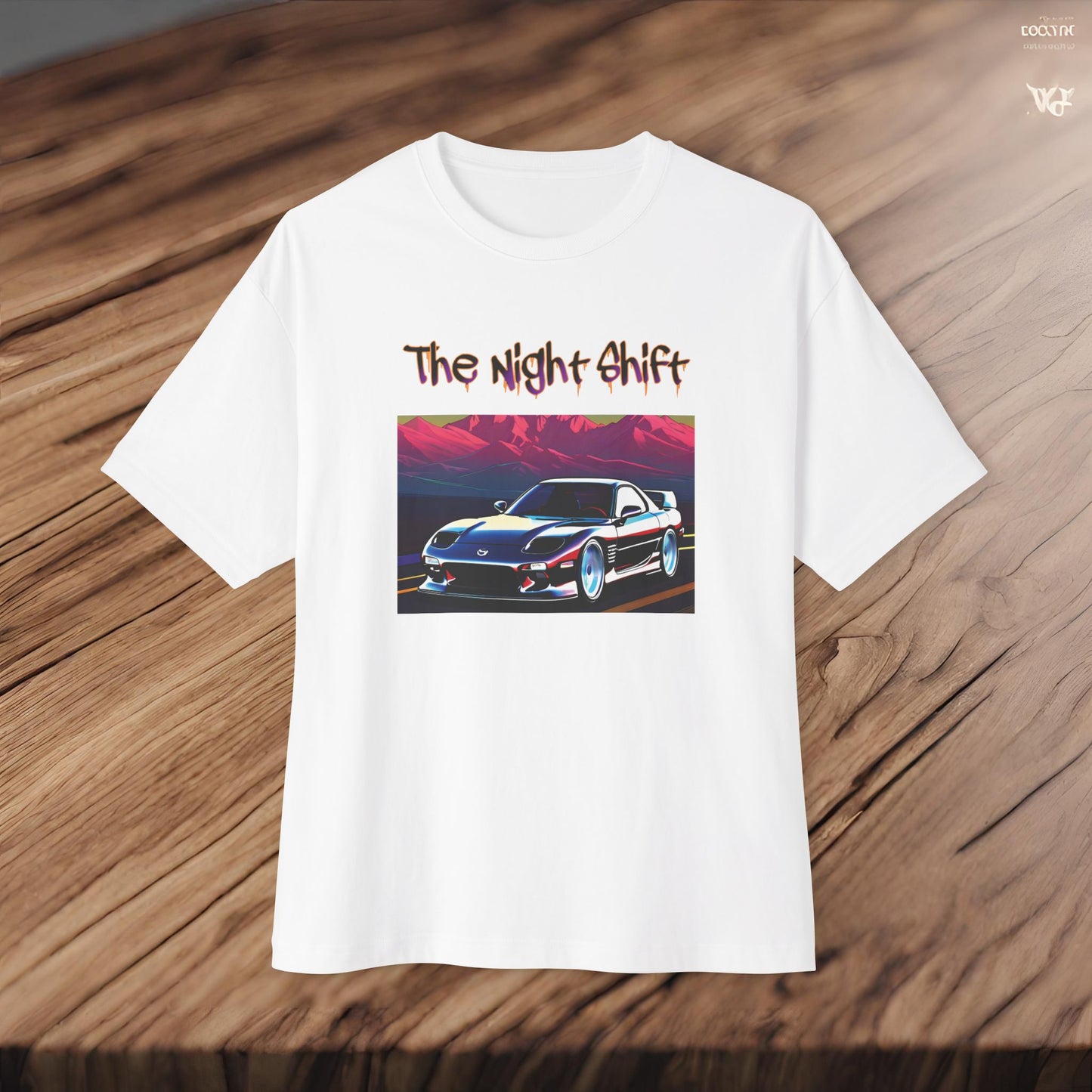 Mazda RX7 Cruising-Premium, Ultra Soft Unisex Oversized Boxy Tee Printify by The Night Shift Automotive Apparel