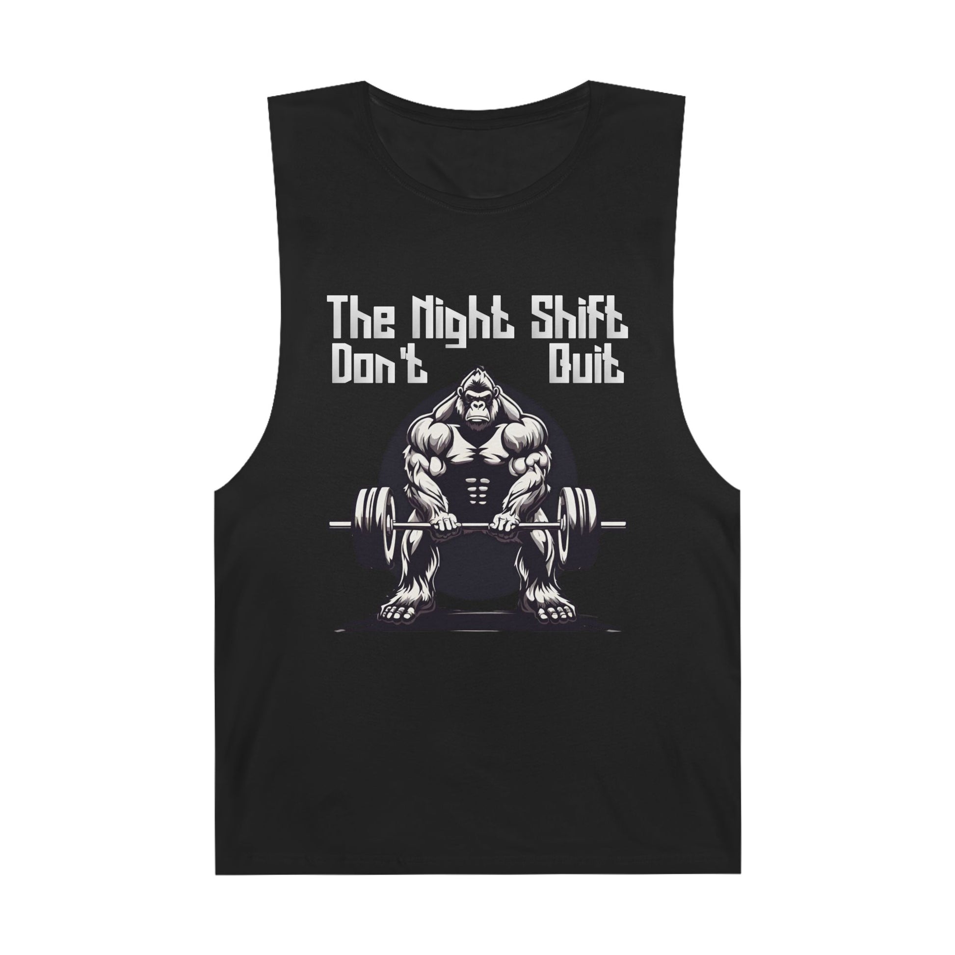 Don't Quit - Gorilla Body Builder - Premium Unisex Barnard Tank Top Black Printify by The Night Shift Automotive Apparel